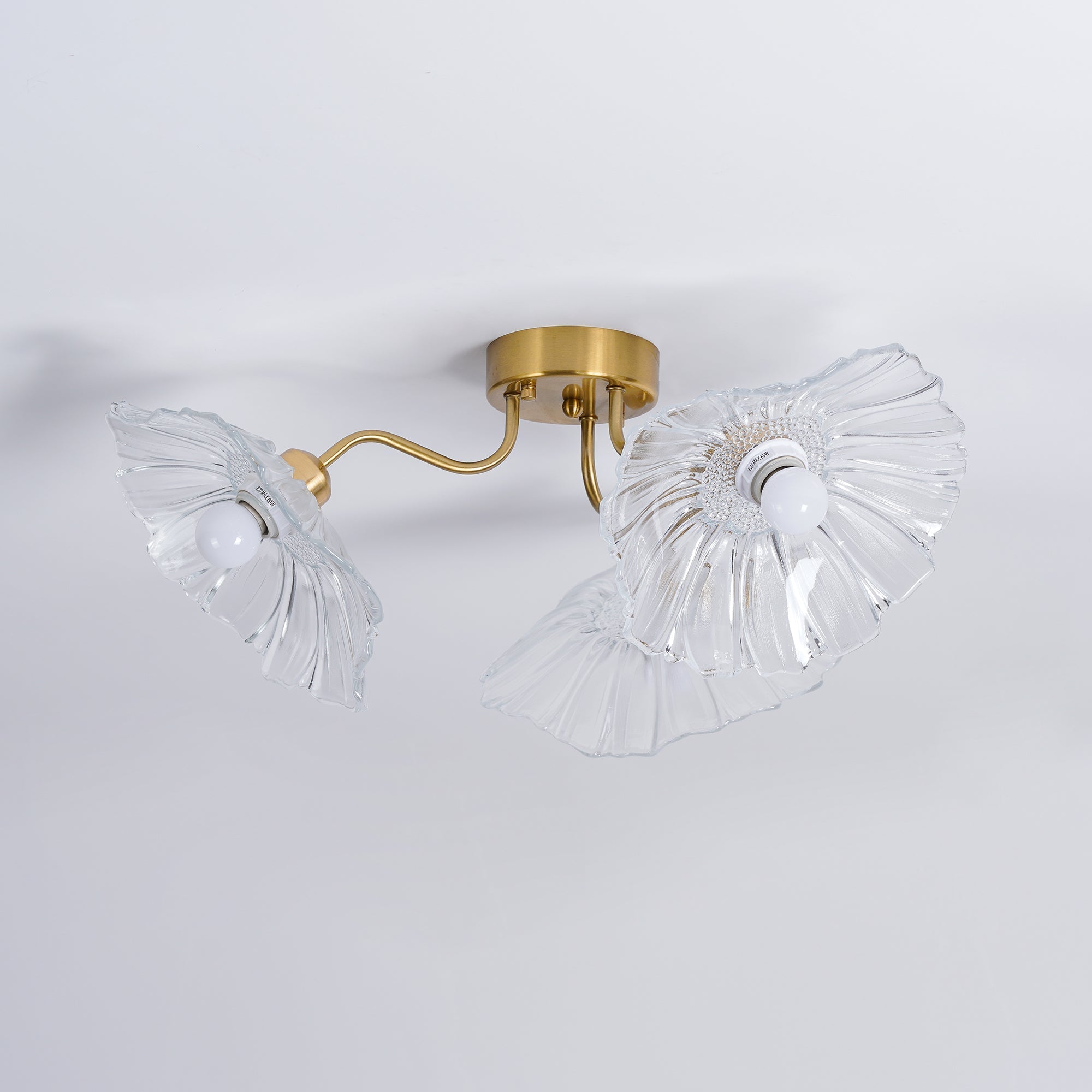 Solara Ceiling Lamp Leaf Glass with Brass Elegant-Neutral Decor