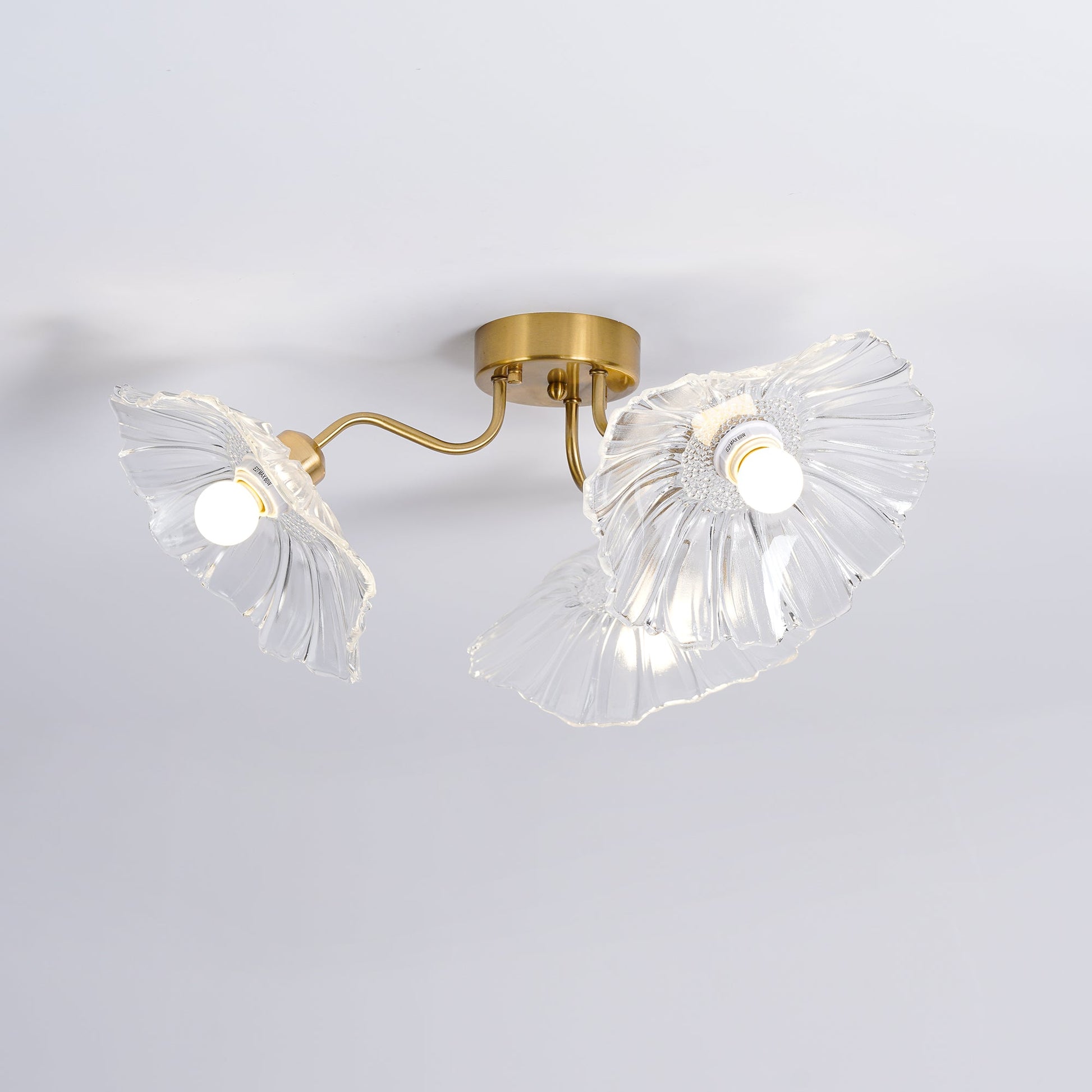 Solara Ceiling Lamp Leaf Glass with Brass Elegant-Neutral Decor