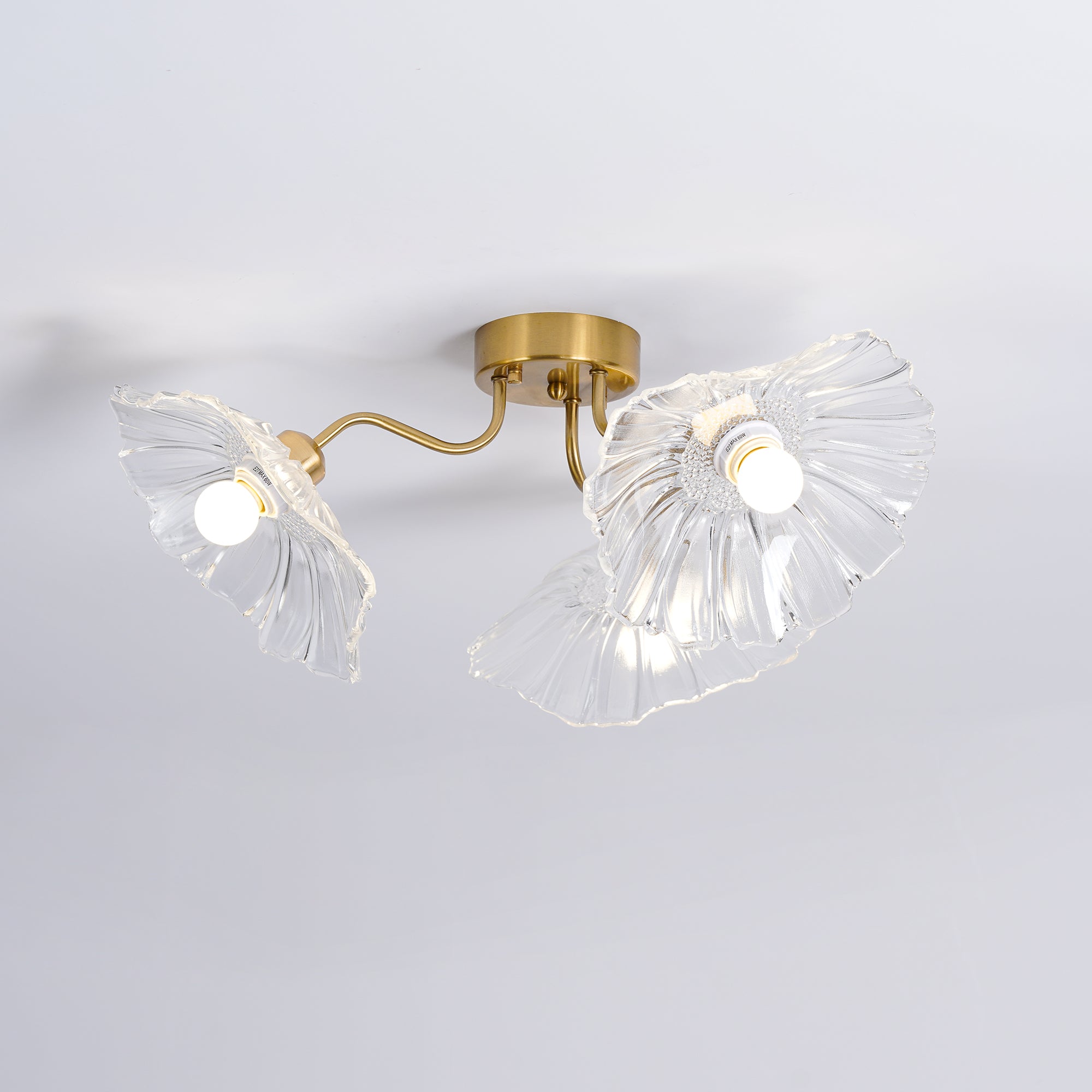 Solara Ceiling Lamp Leaf Glass with Brass Elegant-Neutral Decor