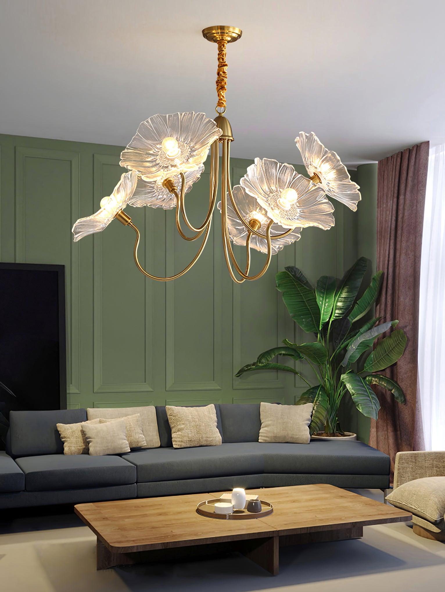 Lustra Chandelier Lotus Leaf Glass-Neutral Decor