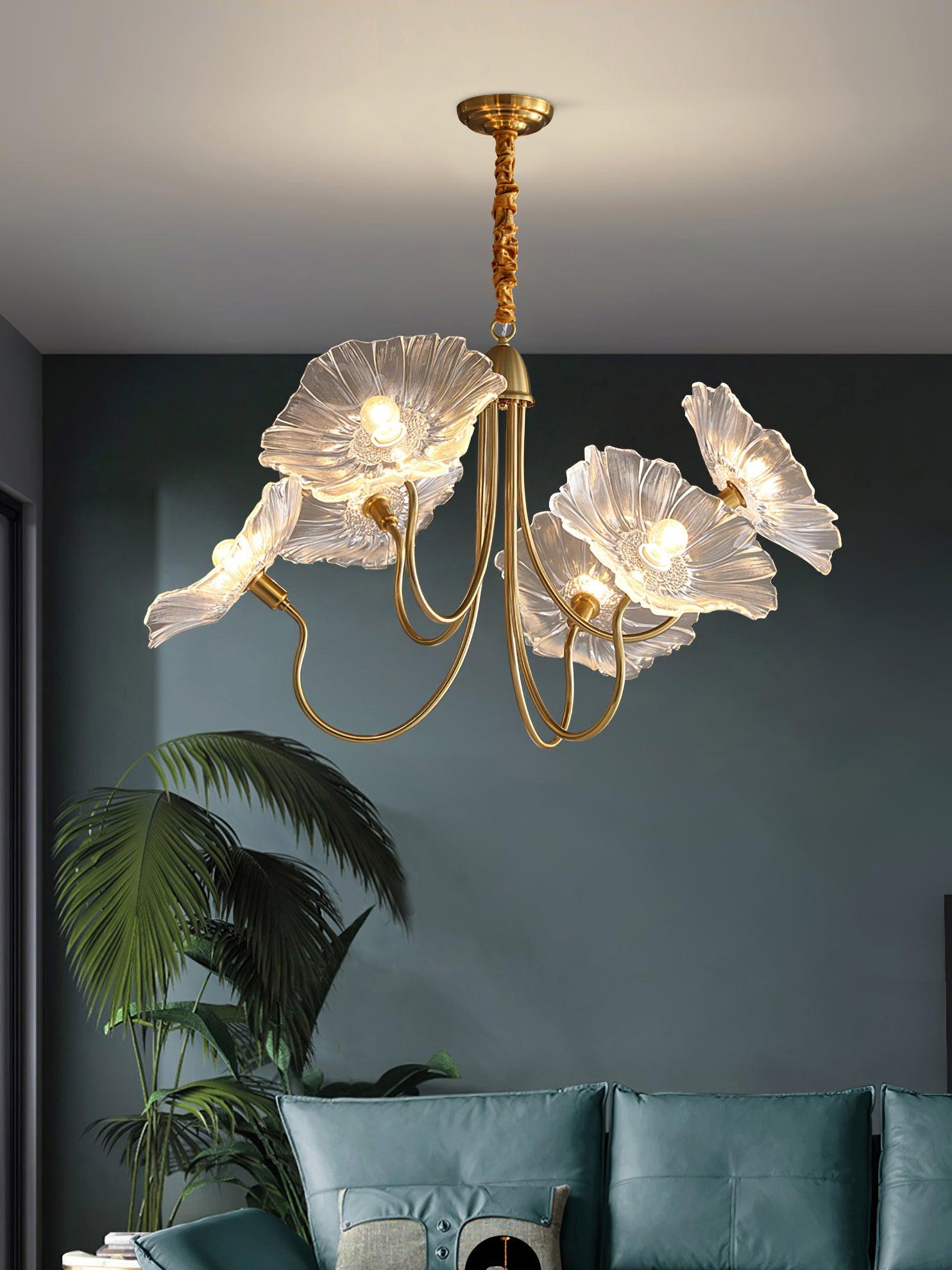 Lustra Chandelier Lotus Leaf Glass-Neutral Decor