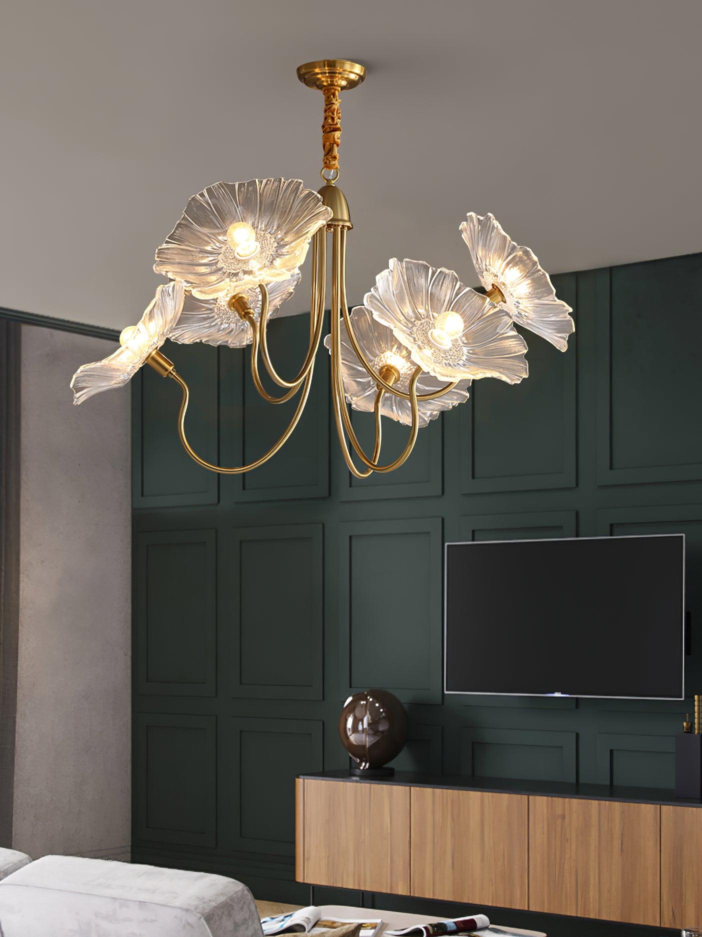 Lustra Chandelier Lotus Leaf Glass-Neutral Decor