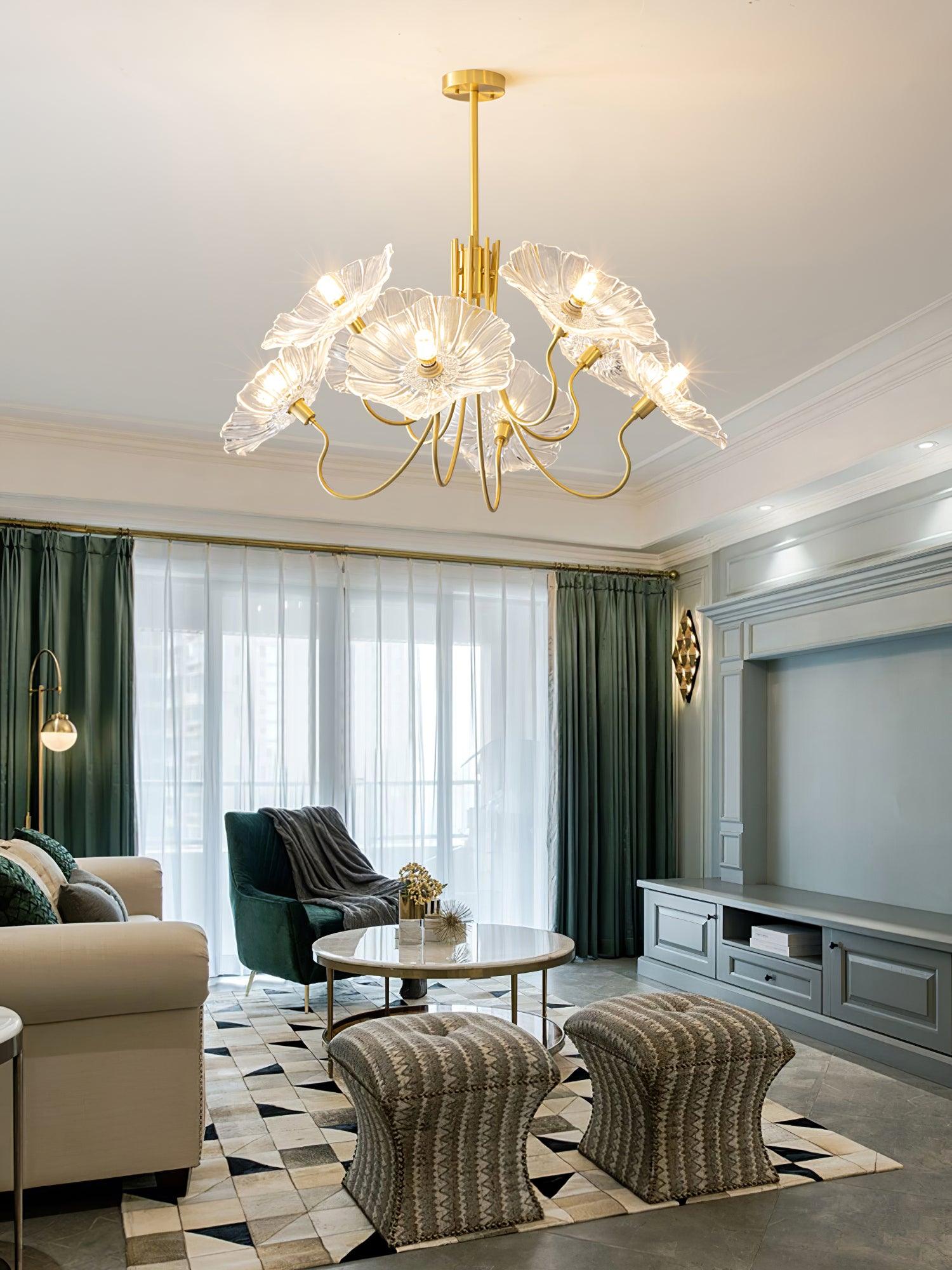 Lustra Chandelier Lotus Leaf Glass-Neutral Decor