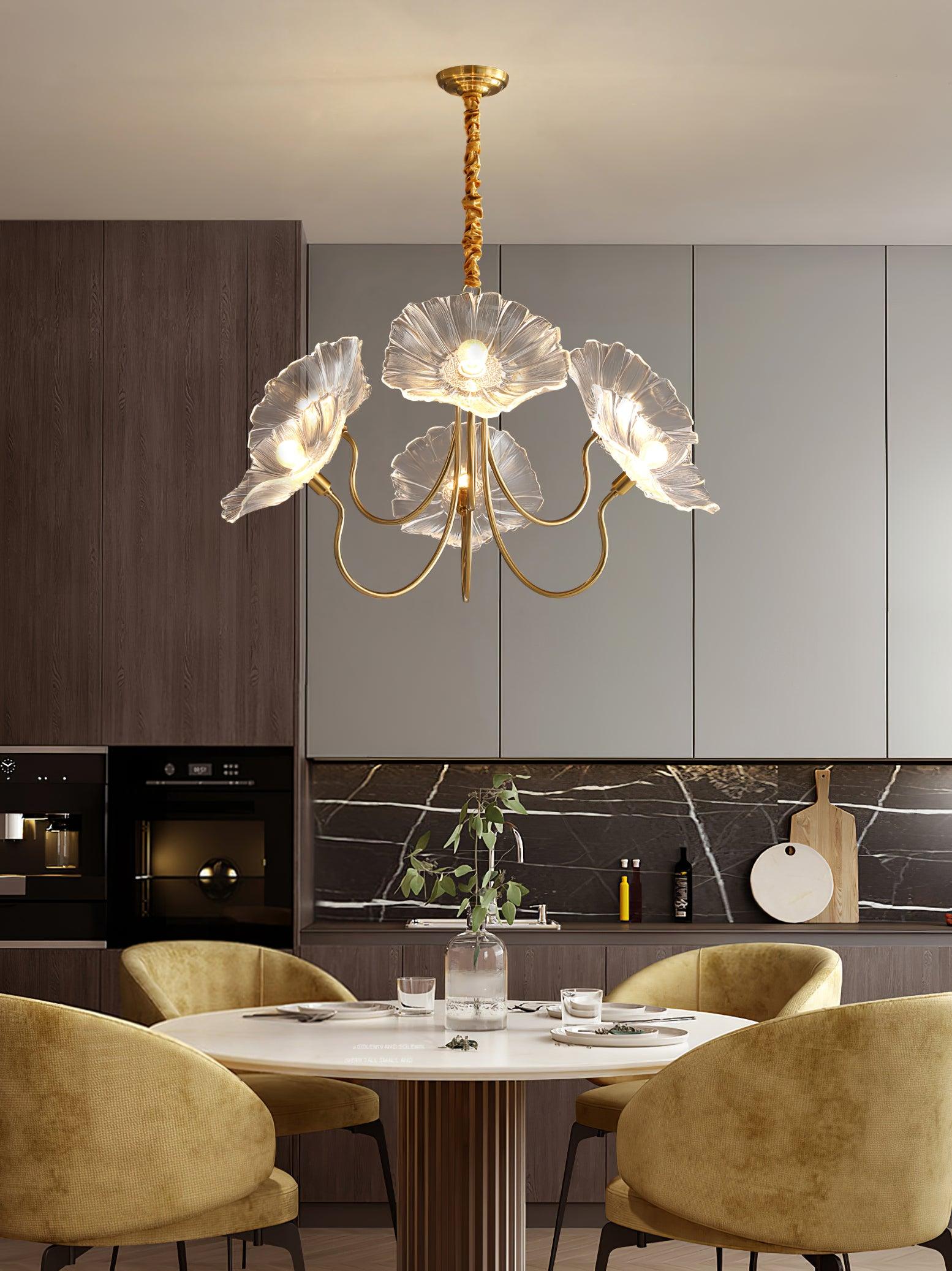 Lustra Chandelier Lotus Leaf Glass-Neutral Decor