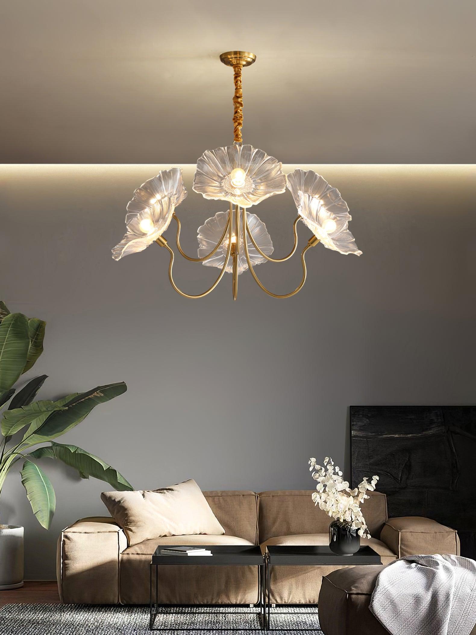 Lustra Chandelier Lotus Leaf Glass-Neutral Decor