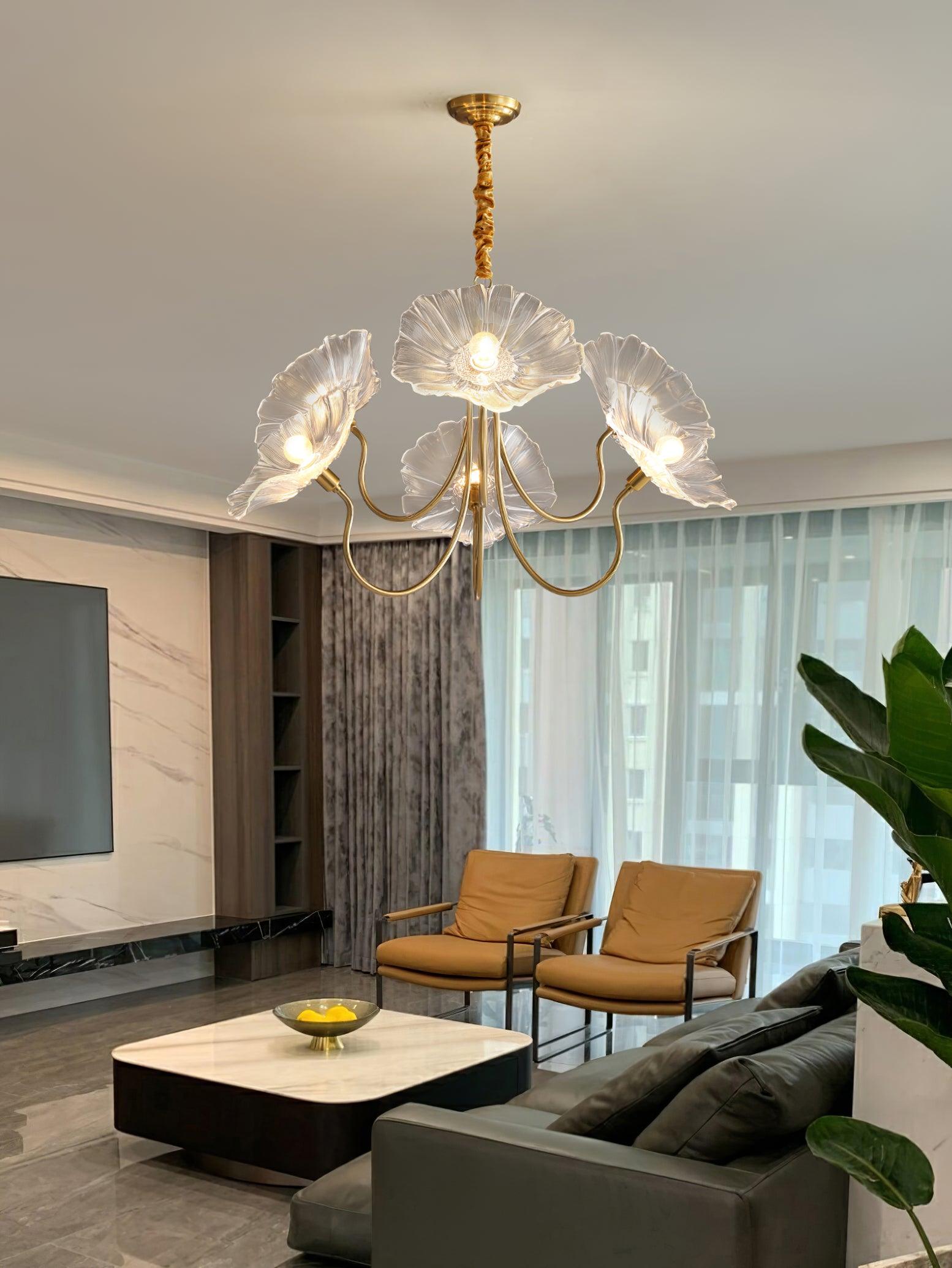 Lustra Chandelier Lotus Leaf Glass-Neutral Decor