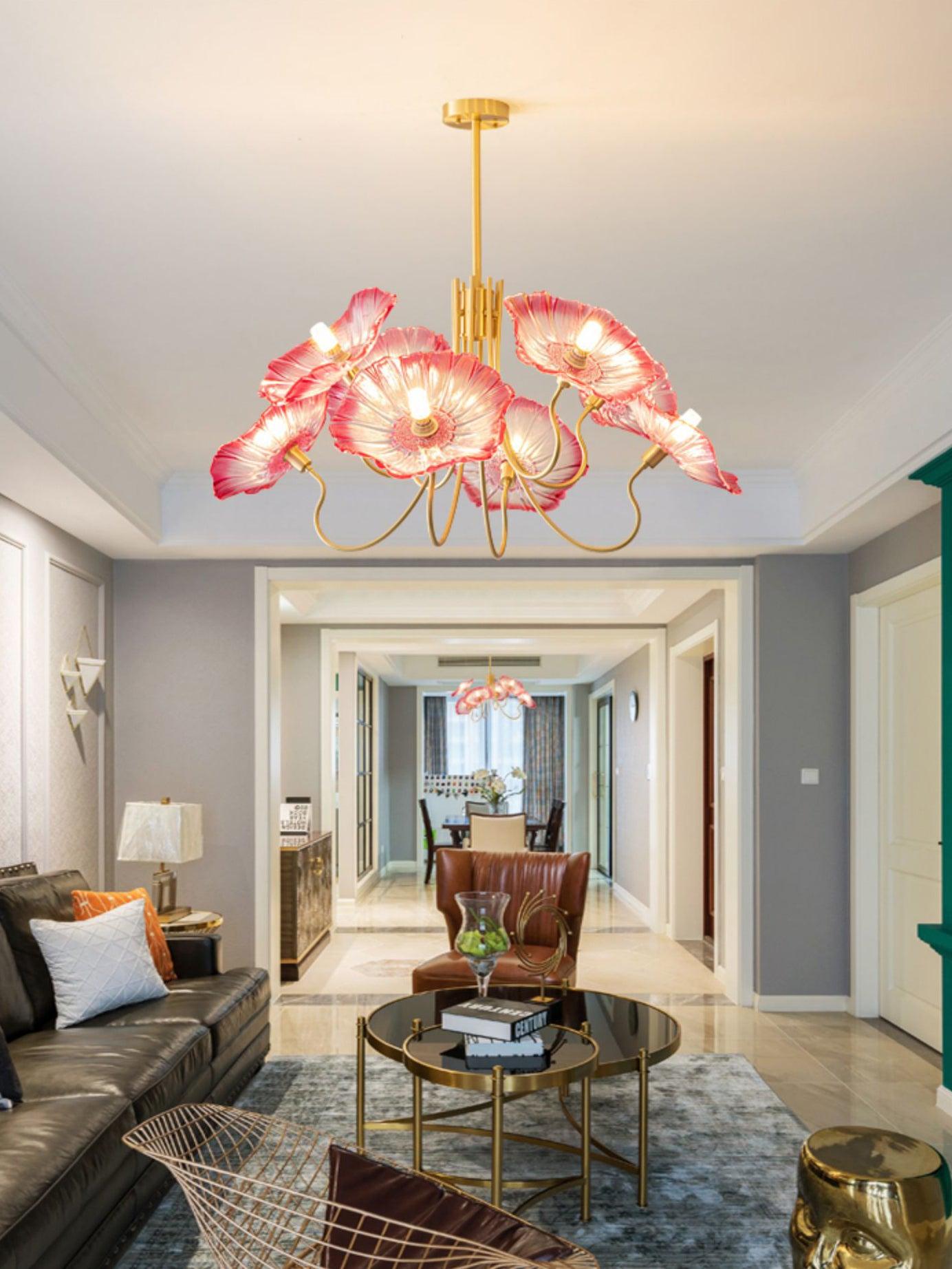 Lustra Chandelier Lotus Leaf Glass-Neutral Decor