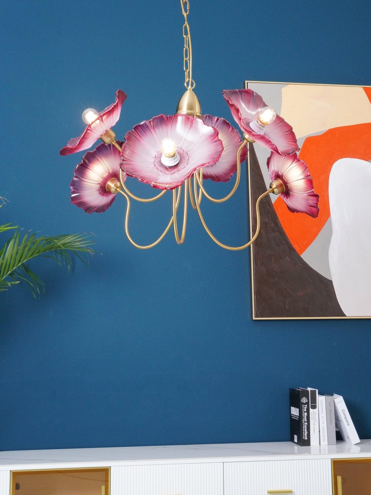 Lustra Chandelier Lotus Leaf Glass-Neutral Decor
