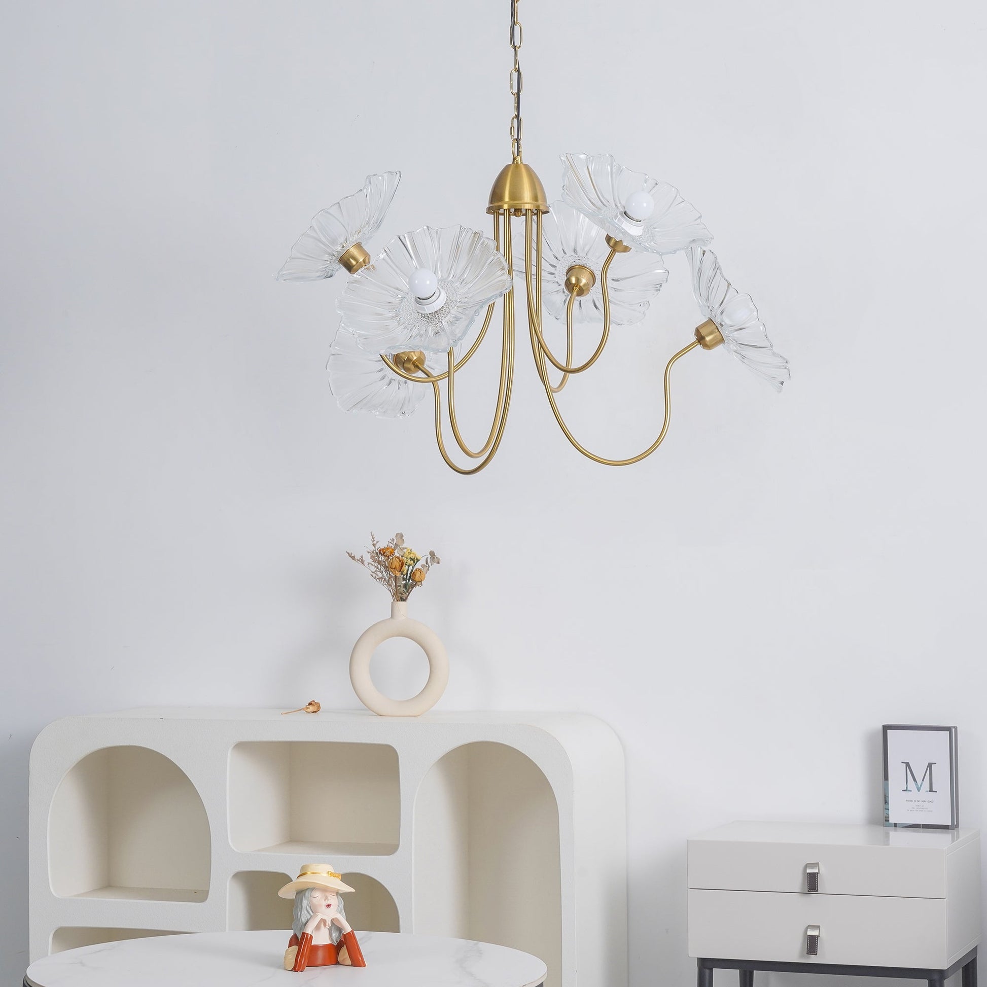 Lustra Chandelier Lotus Leaf Glass-Neutral Decor