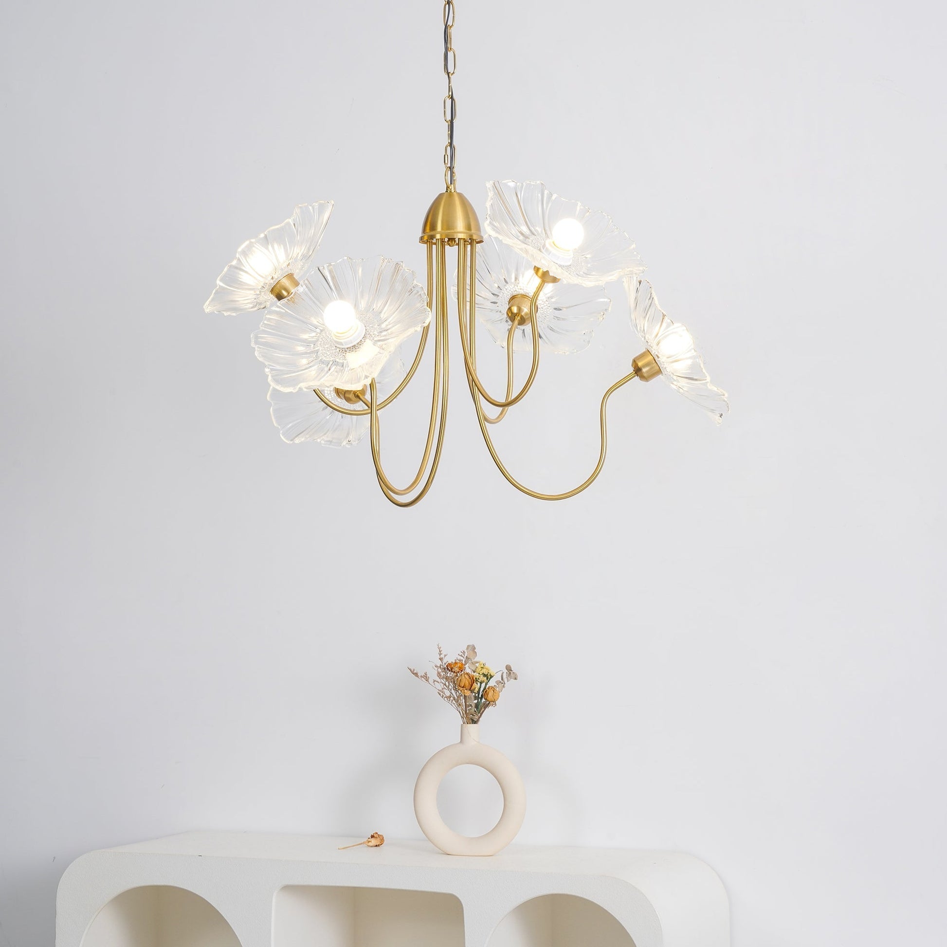 Lustra Chandelier Lotus Leaf Glass-Neutral Decor