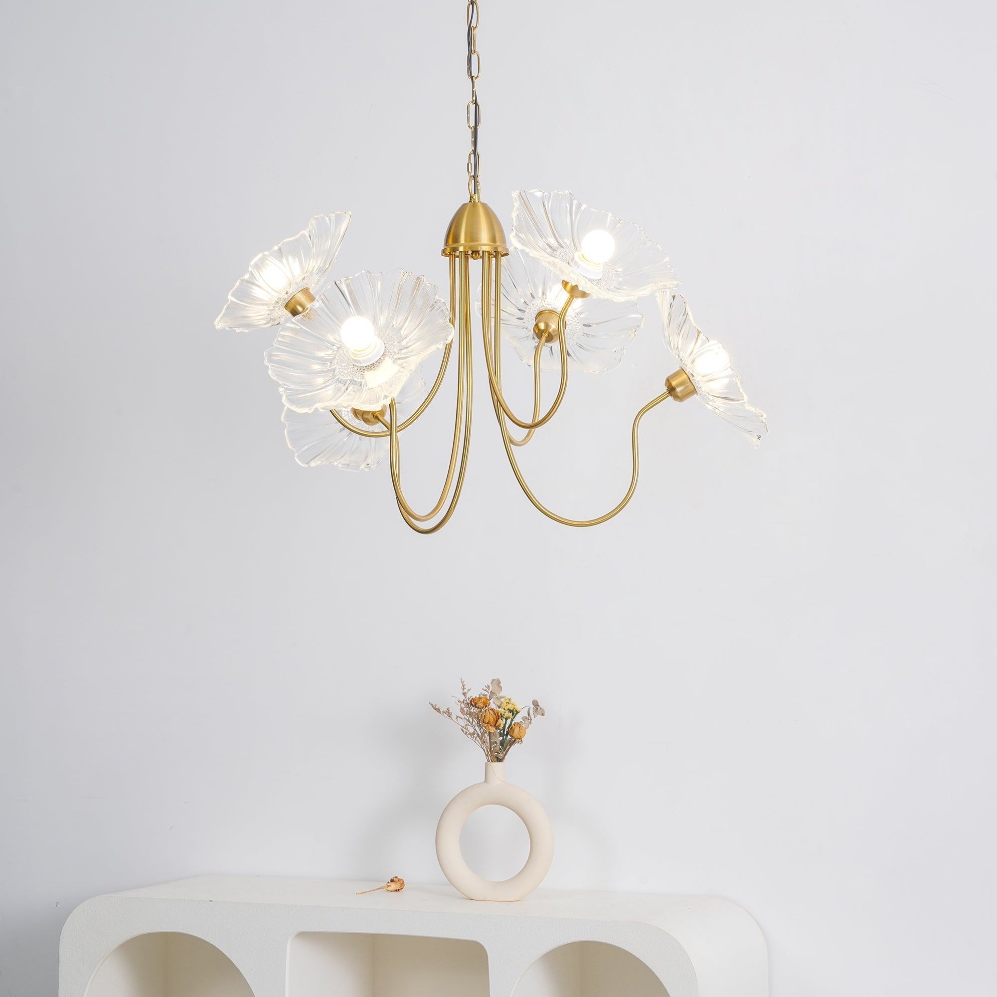 Lustra Chandelier Lotus Leaf Glass-Neutral Decor