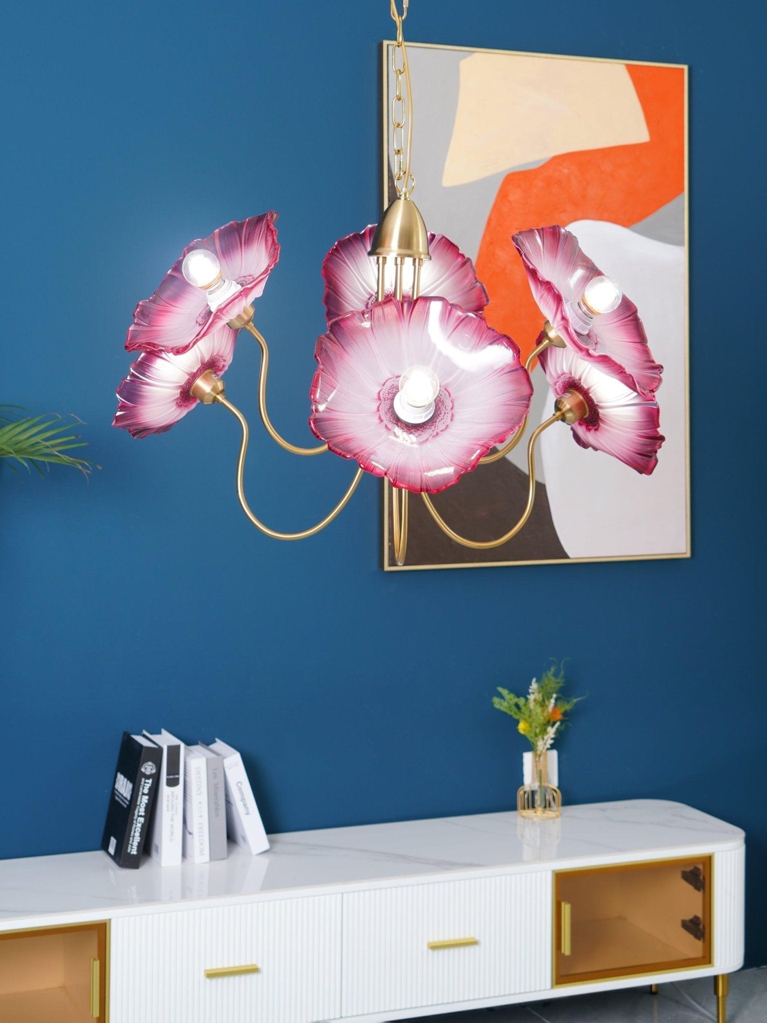 Lustra Chandelier Lotus Leaf Glass-Neutral Decor