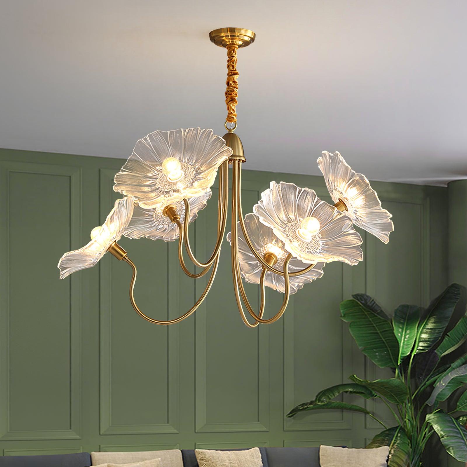 Lustra Chandelier Lotus Leaf Glass-Neutral Decor
