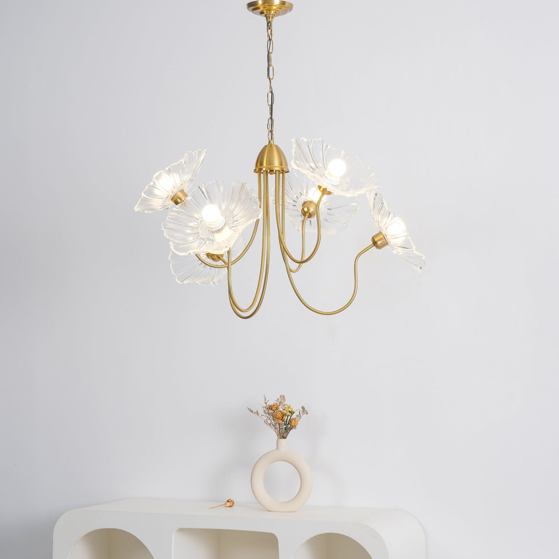 Lustra Chandelier Lotus Leaf Glass-Neutral Decor