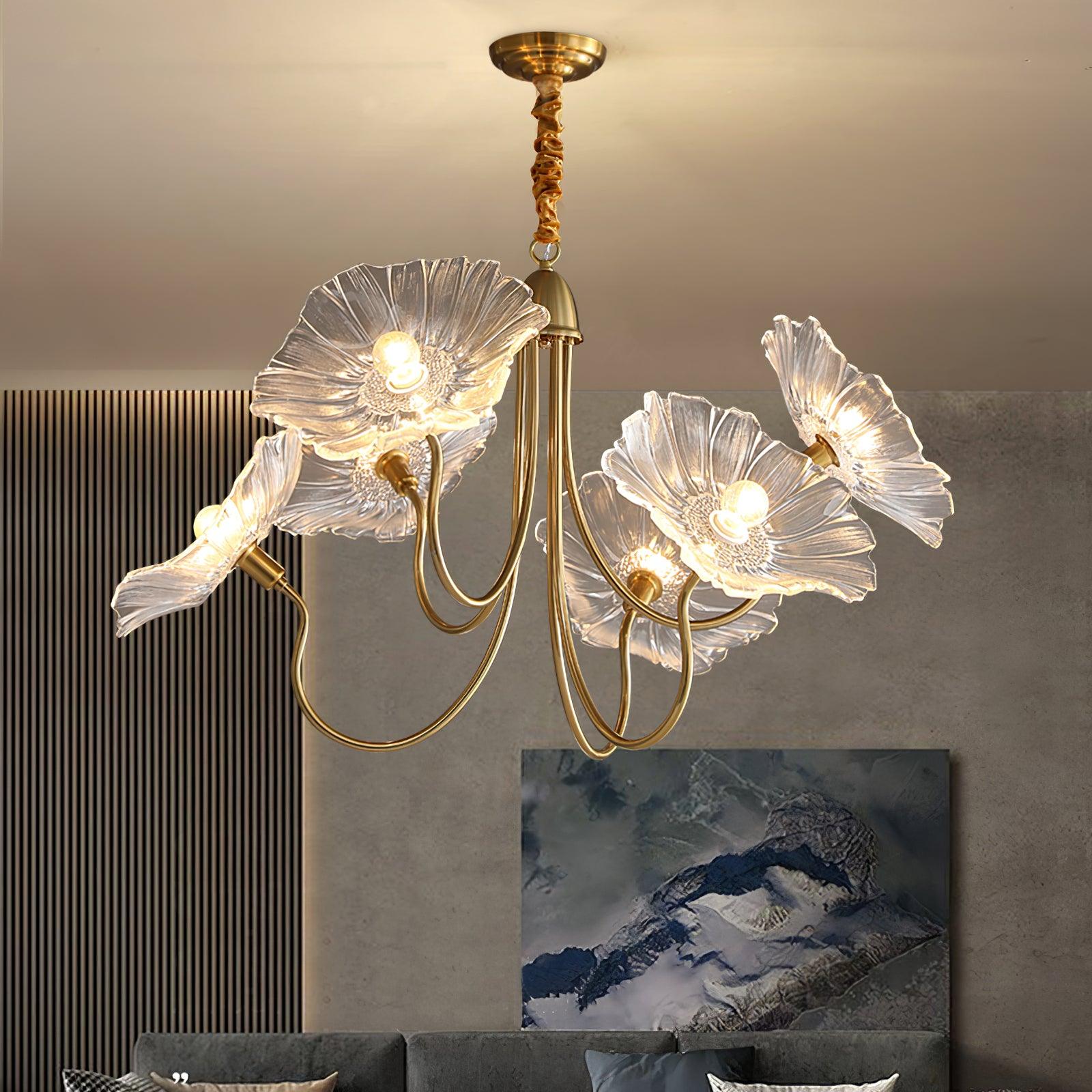 Lustra Chandelier Lotus Leaf Glass-Neutral Decor