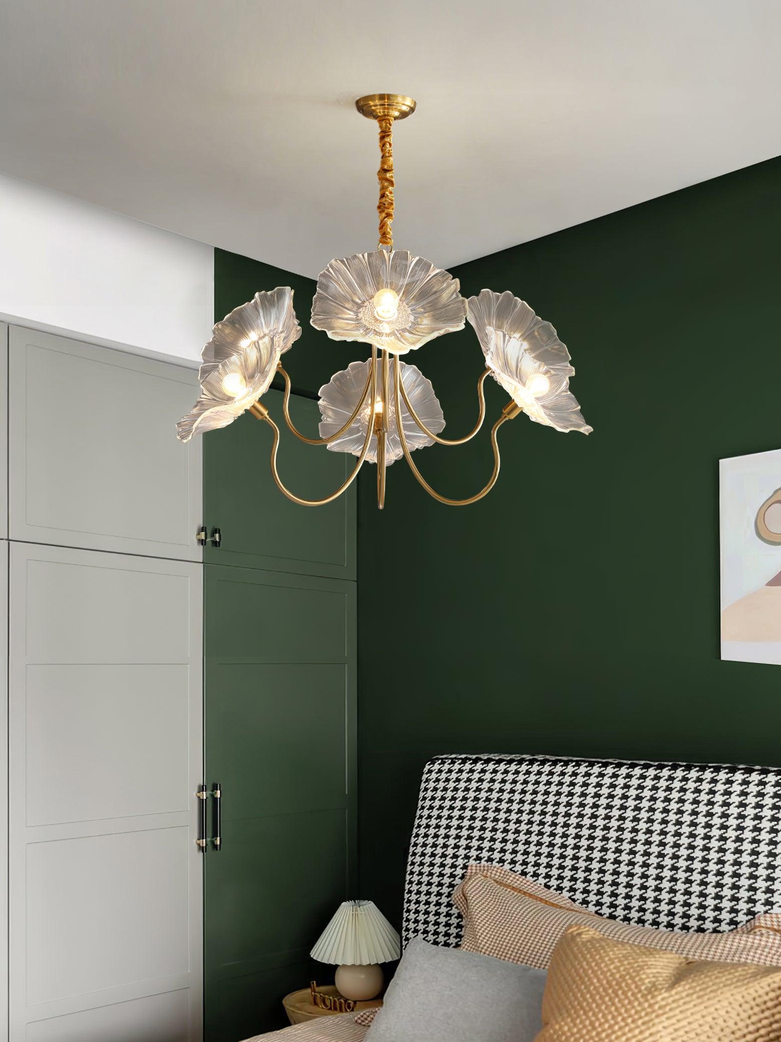 Lustra Chandelier Lotus Leaf Glass-Neutral Decor