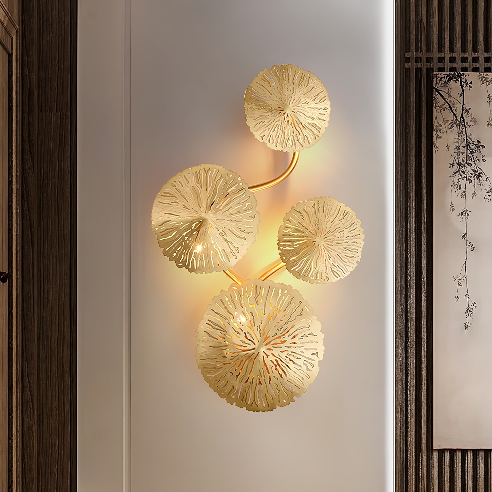 Rylso Wall Lamp Lotus Leaf Brass-Neutral Decor