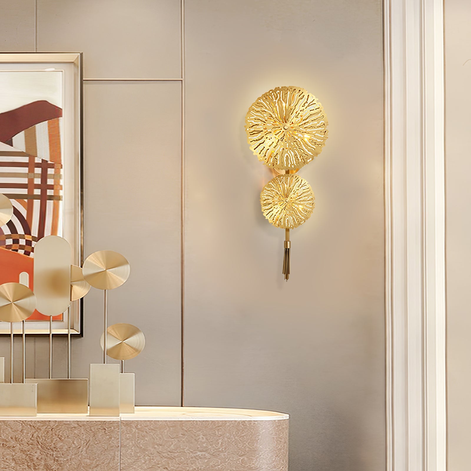 Rylso Wall Lamp Lotus Leaf Brass-Neutral Decor