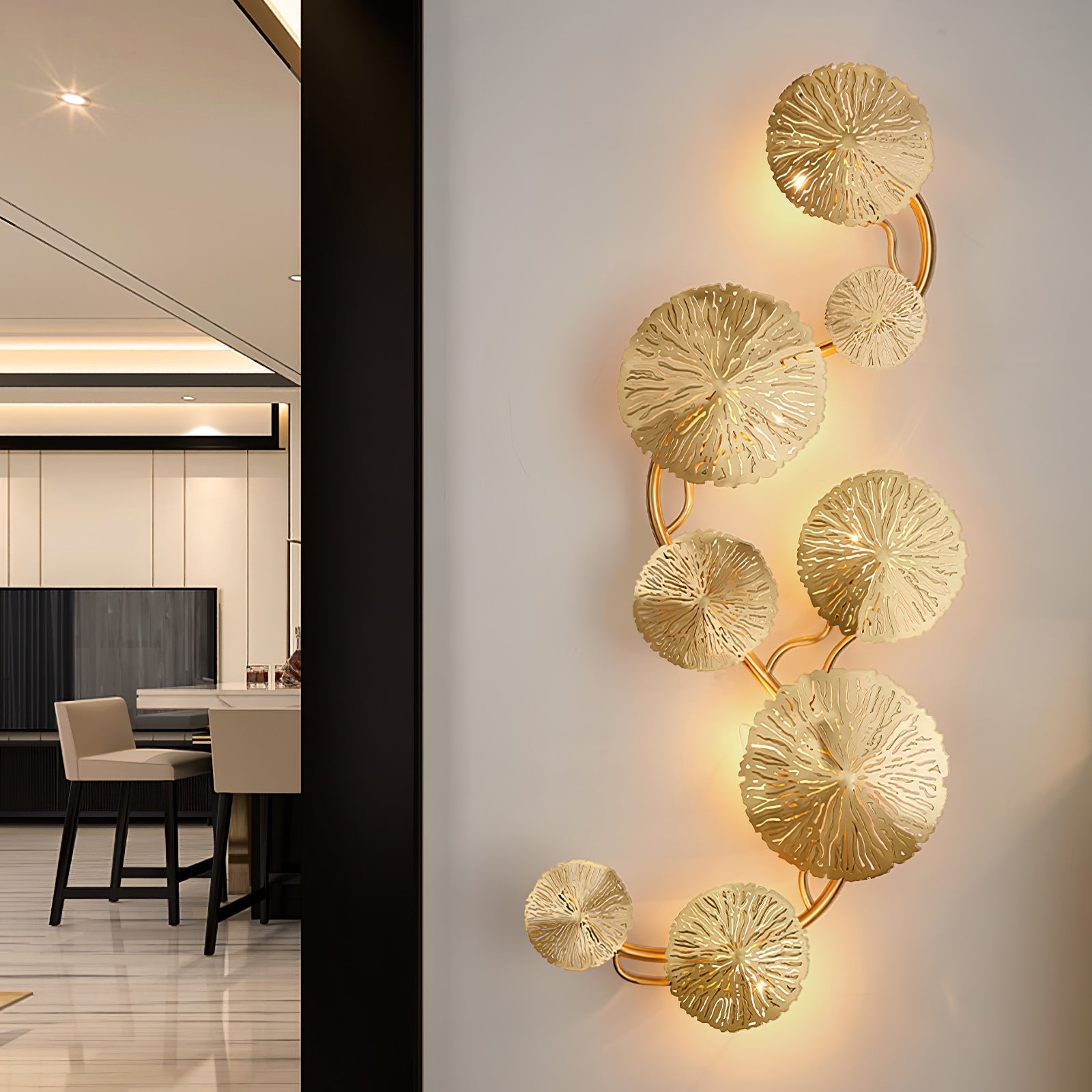 Rylso Wall Lamp Lotus Leaf Brass-Neutral Decor