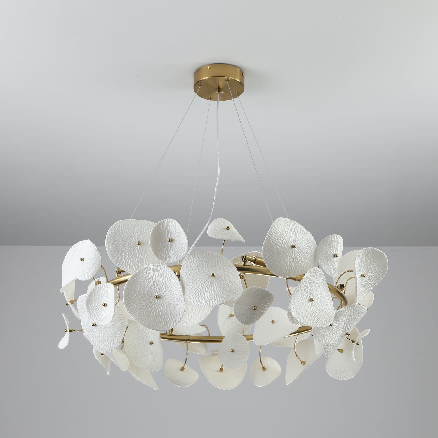 Jorlen Modern Elegance Petal Ceramic Chandelier-Neutral Decor