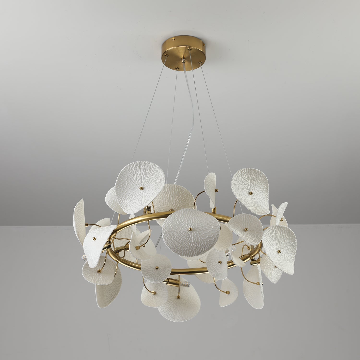 Jorlen Modern Elegance Petal Ceramic Chandelier-Neutral Decor
