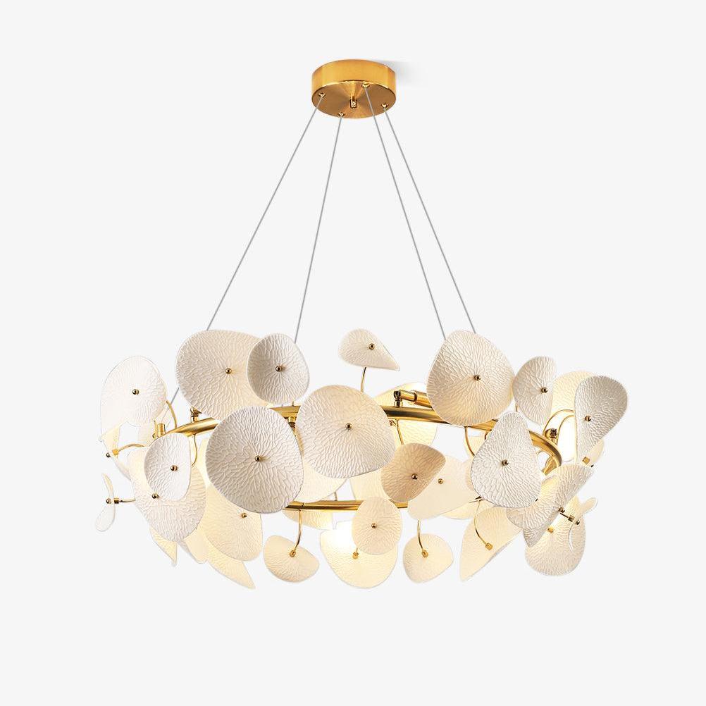 Jorlen Modern Elegance Petal Ceramic Chandelier-Neutral Decor