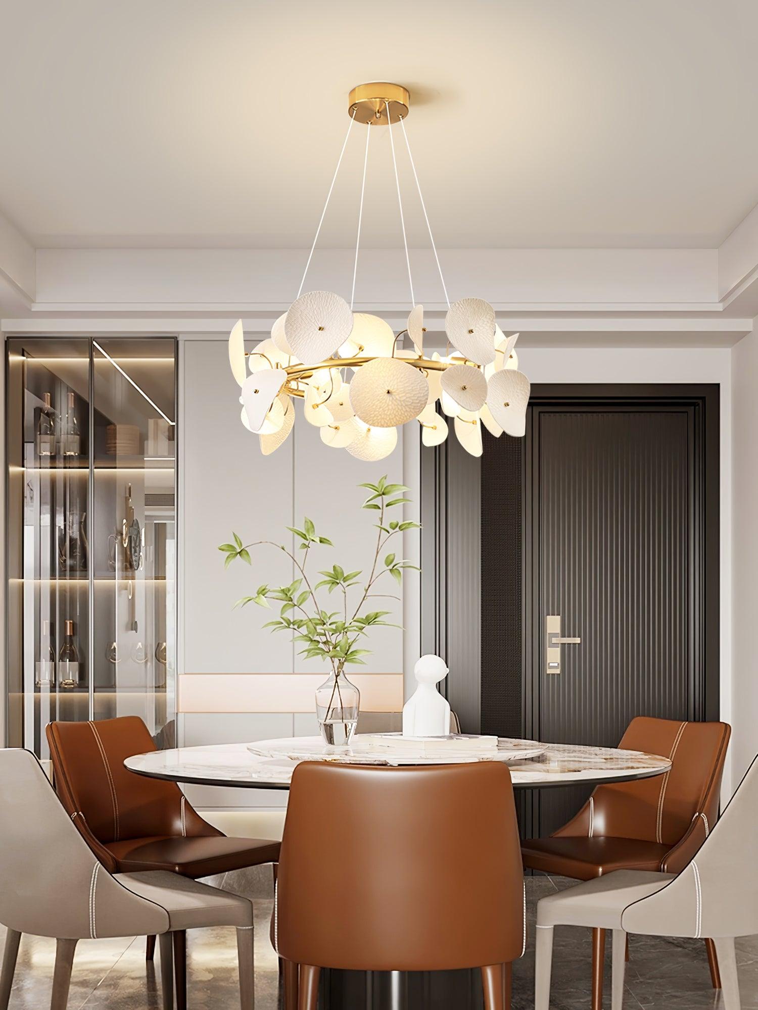 Jorlen Modern Elegance Petal Ceramic Chandelier-Neutral Decor