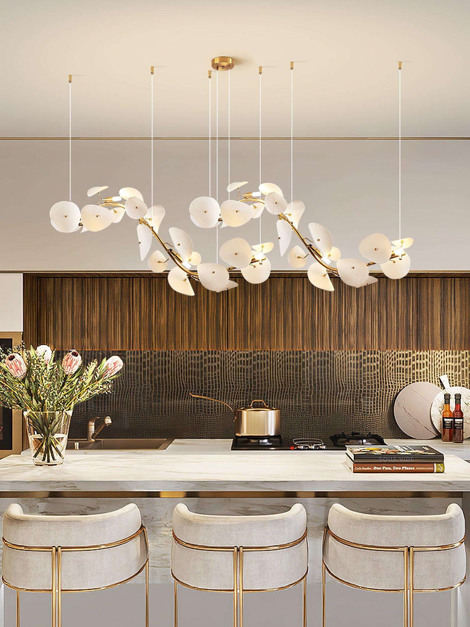 Jorlen Modern Elegance Petal Ceramic Chandelier-Neutral Decor