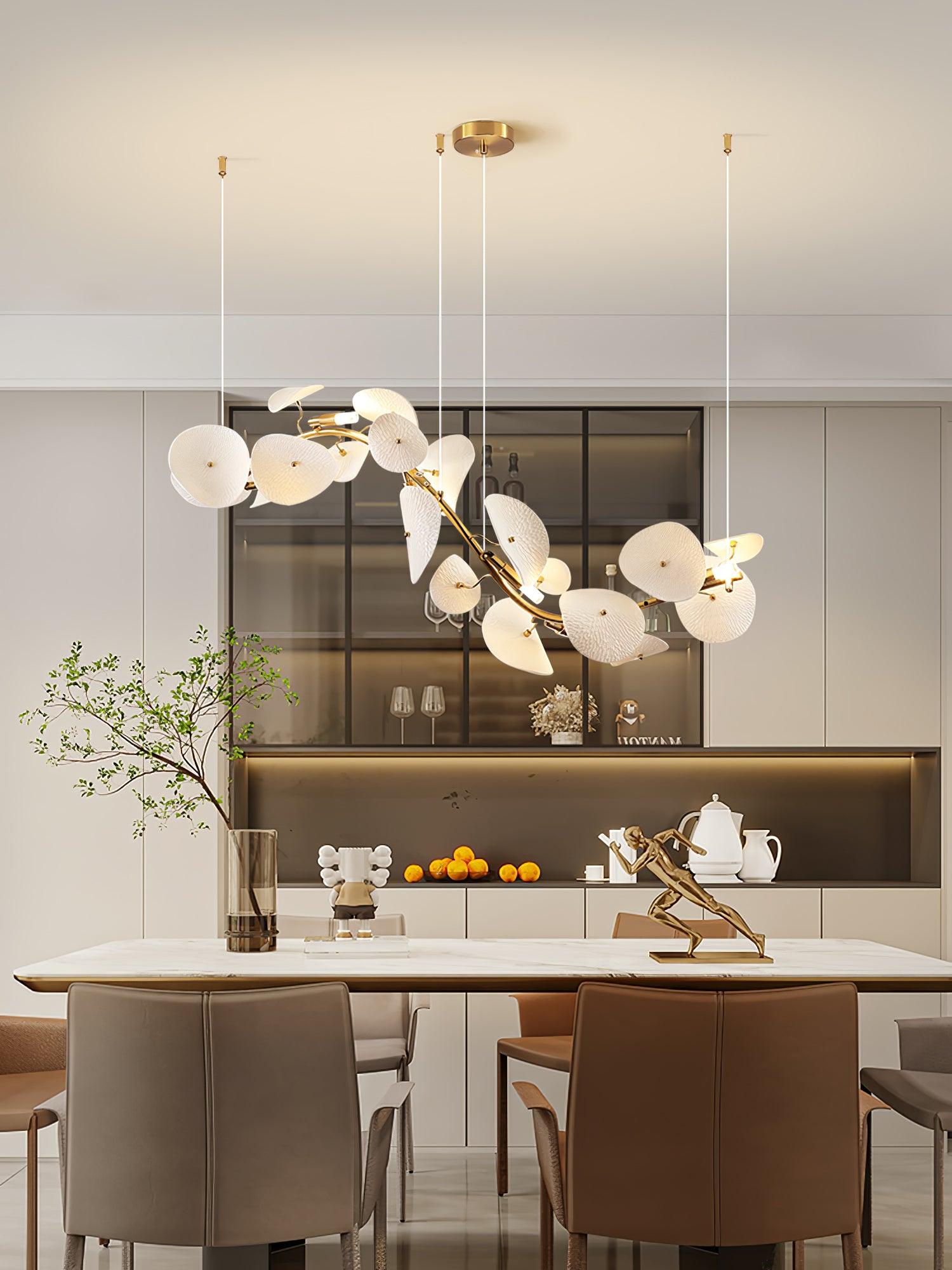 Jorlen Modern Elegance Petal Ceramic Chandelier-Neutral Decor
