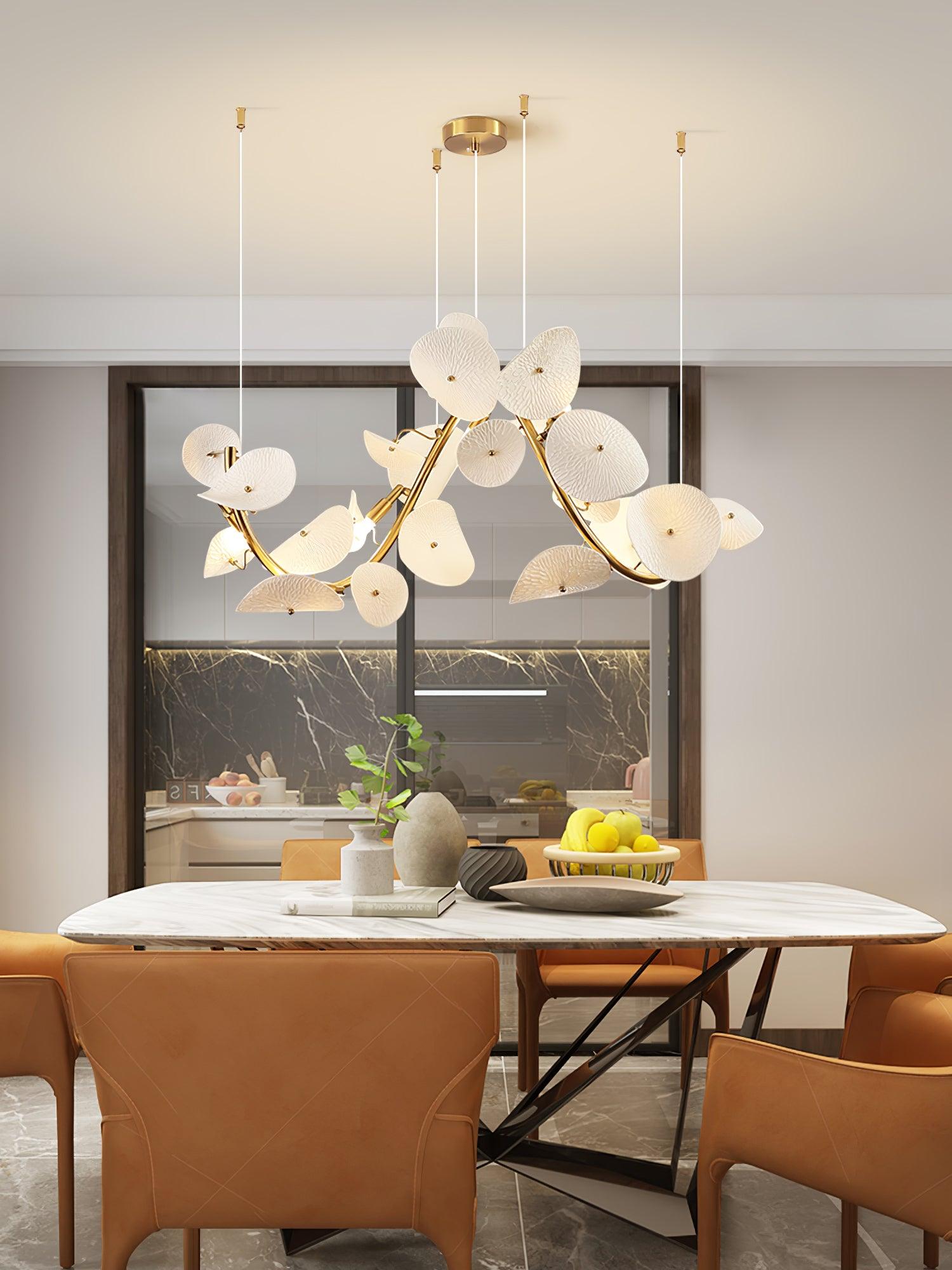 Jorlen Modern Elegance Petal Ceramic Chandelier-Neutral Decor