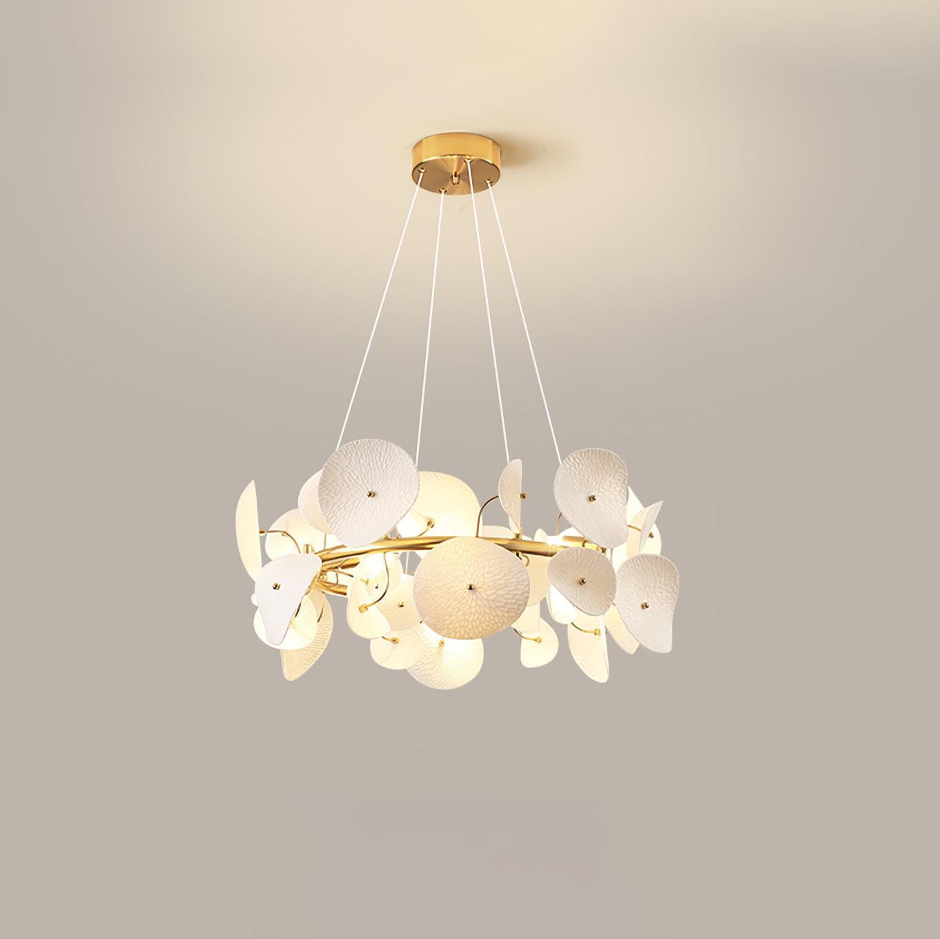 Jorlen Modern Elegance Petal Ceramic Chandelier-Neutral Decor