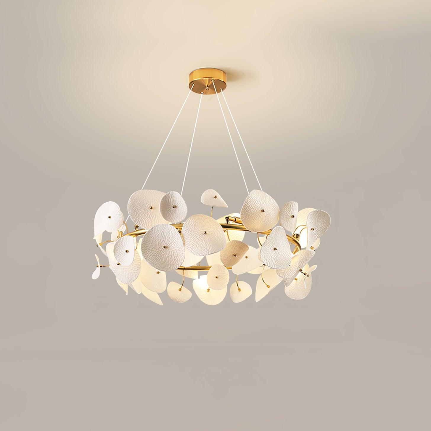 Jorlen Modern Elegance Petal Ceramic Chandelier-Neutral Decor