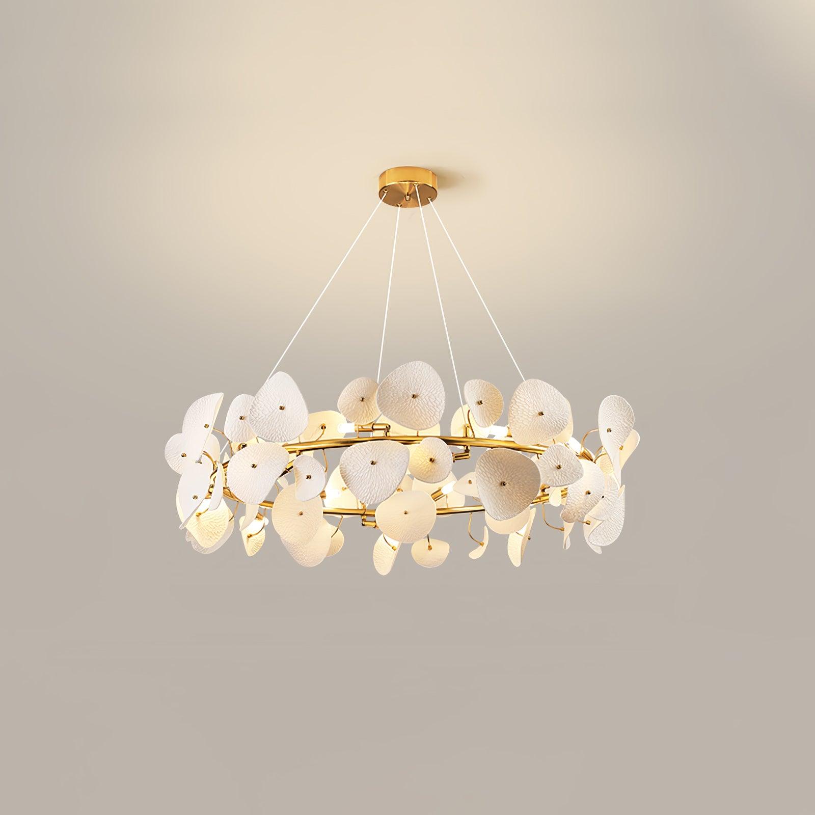 Jorlen Modern Elegance Petal Ceramic Chandelier-Neutral Decor