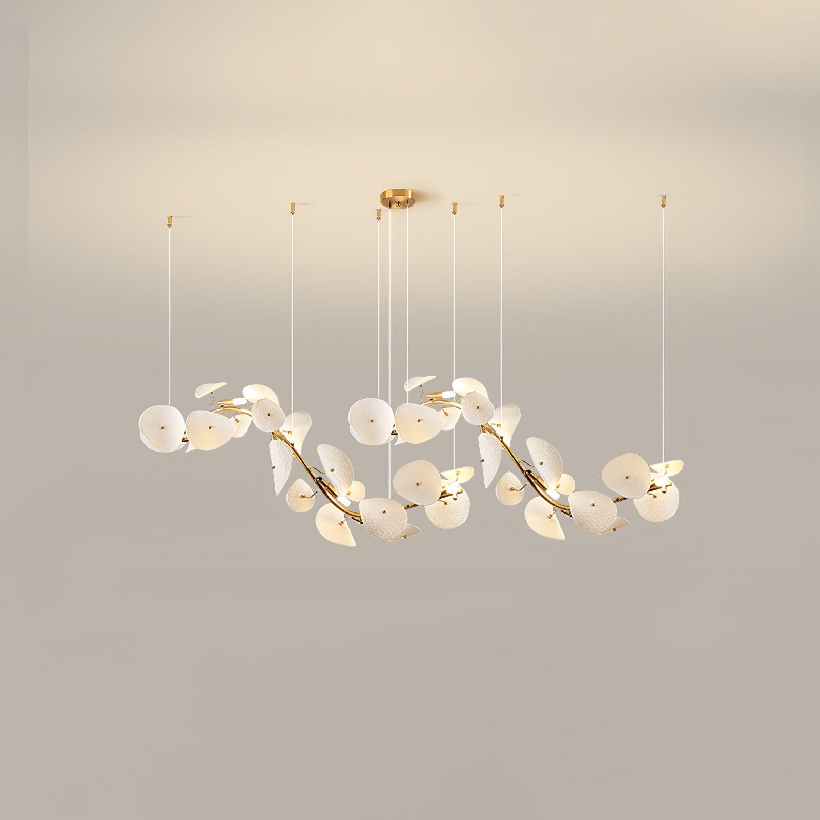 Jorlen Modern Elegance Petal Ceramic Chandelier-Neutral Decor