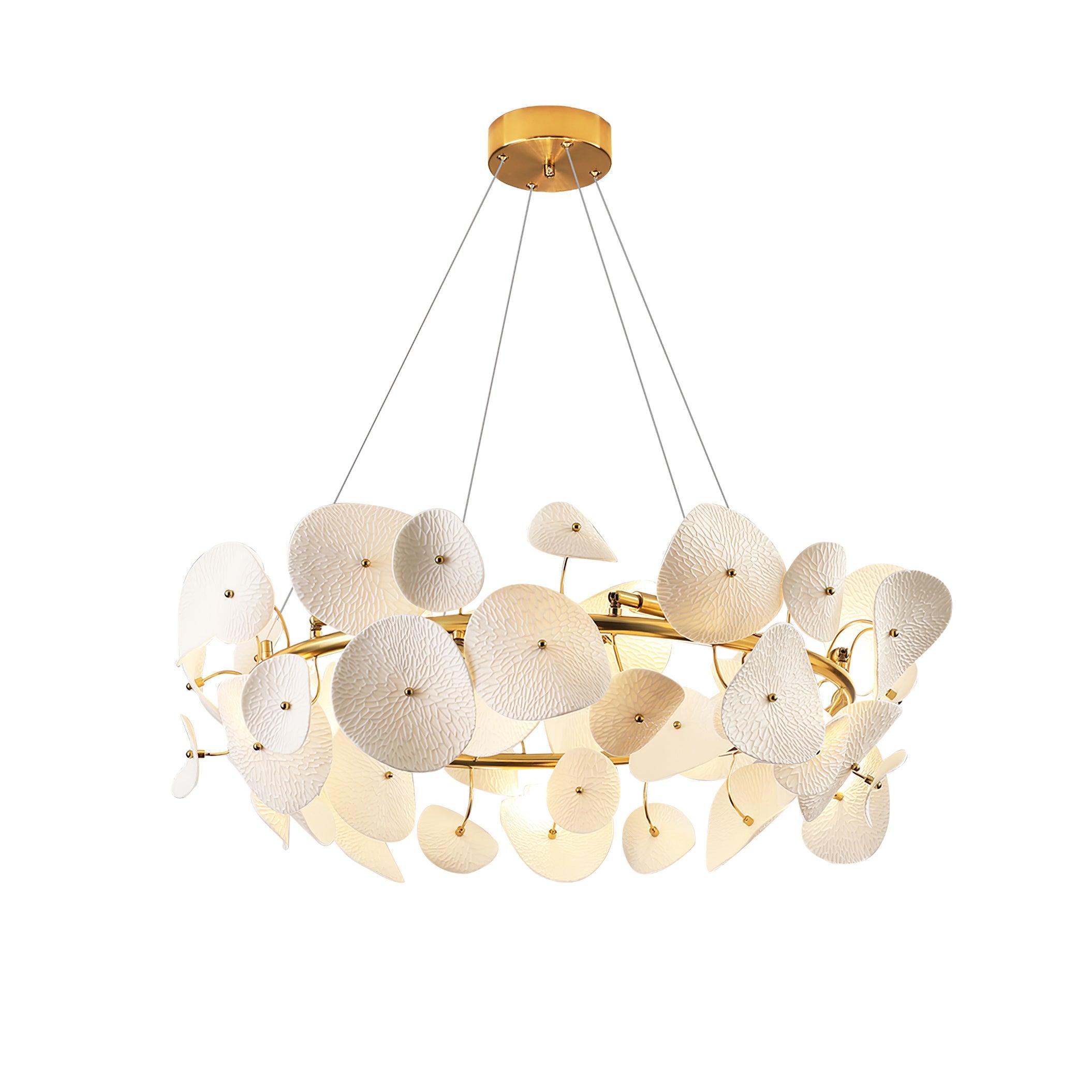 Jorlen Modern Elegance Petal Ceramic Chandelier-Neutral Decor