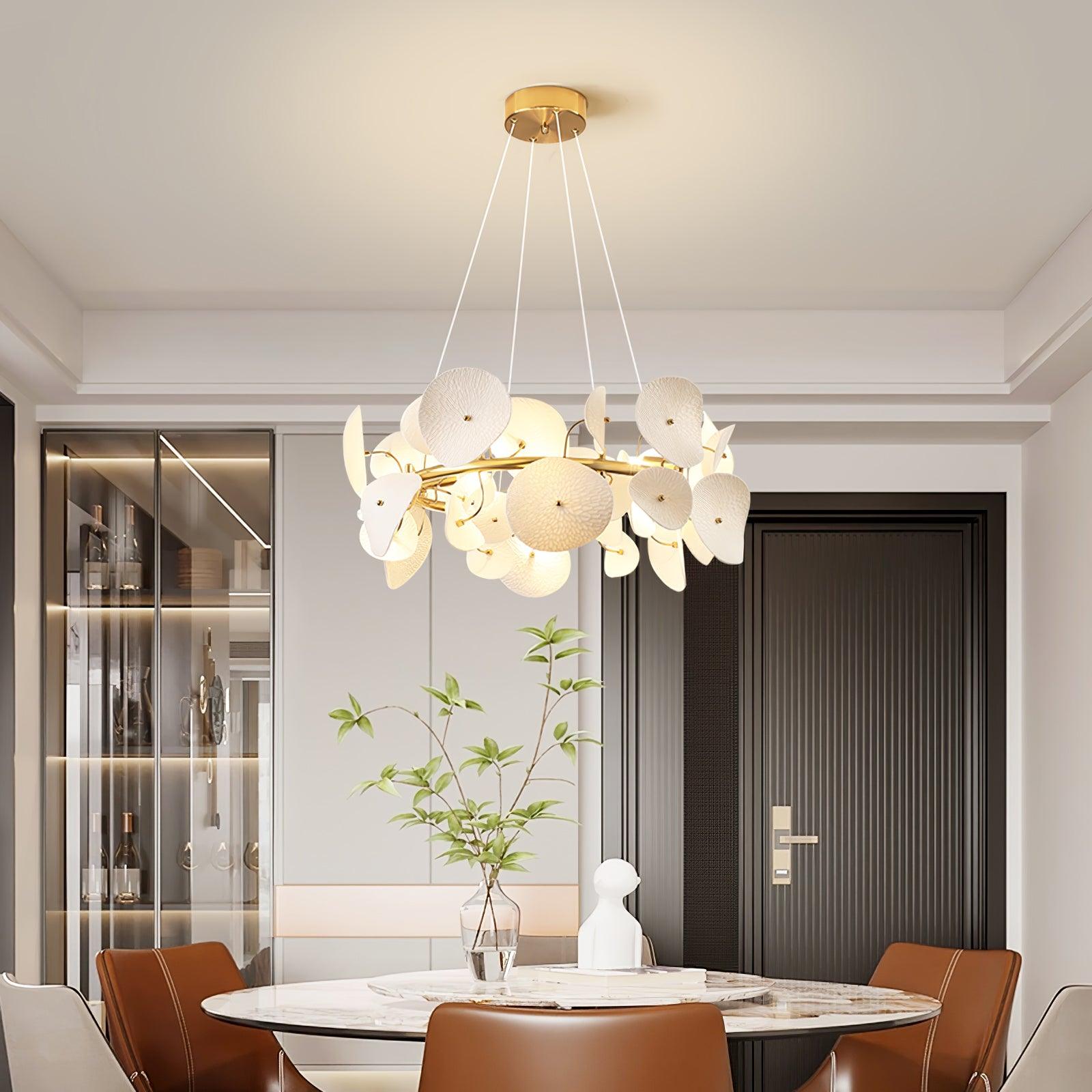 Jorlen Modern Elegance Petal Ceramic Chandelier-Neutral Decor