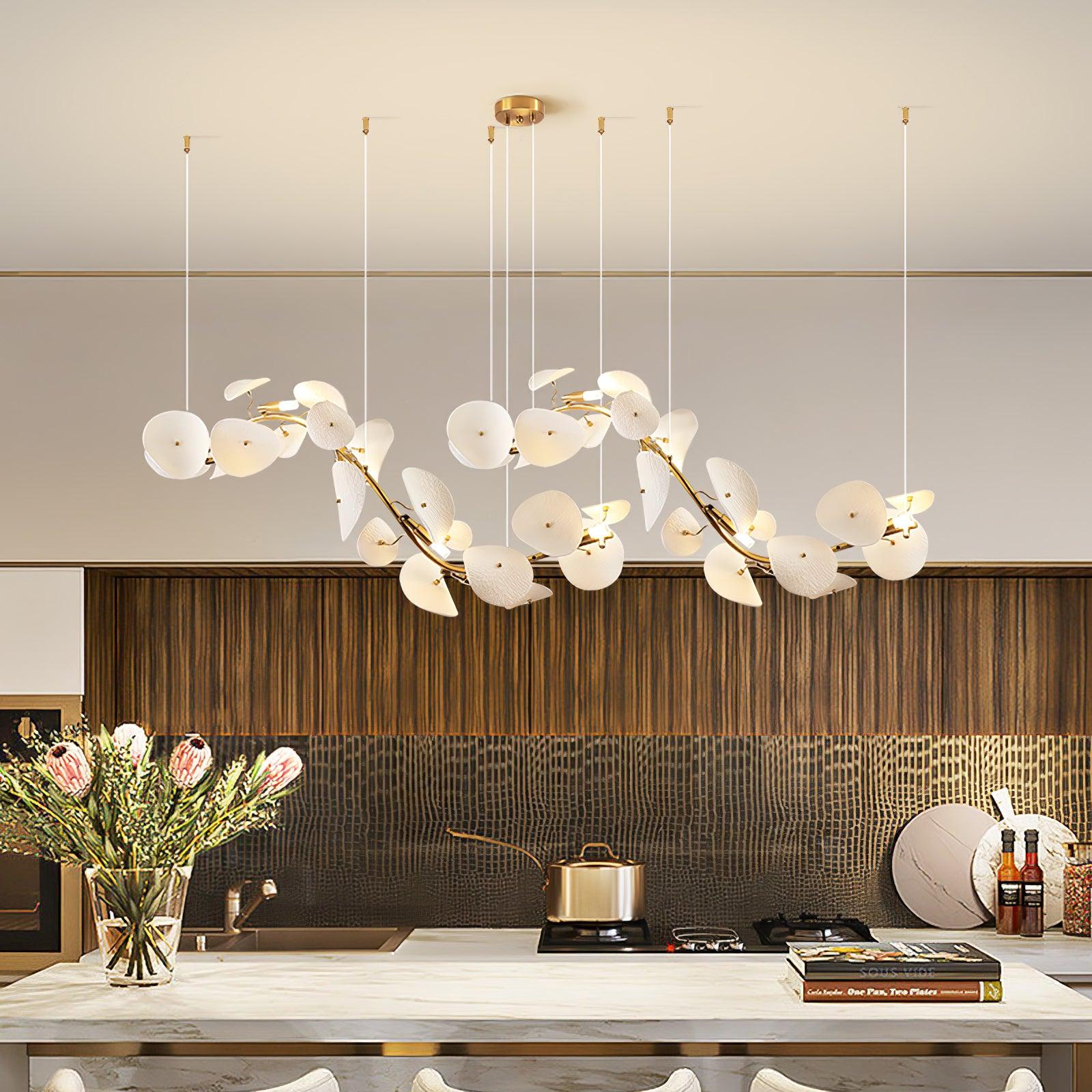 Jorlen Modern Elegance Petal Ceramic Chandelier-Neutral Decor