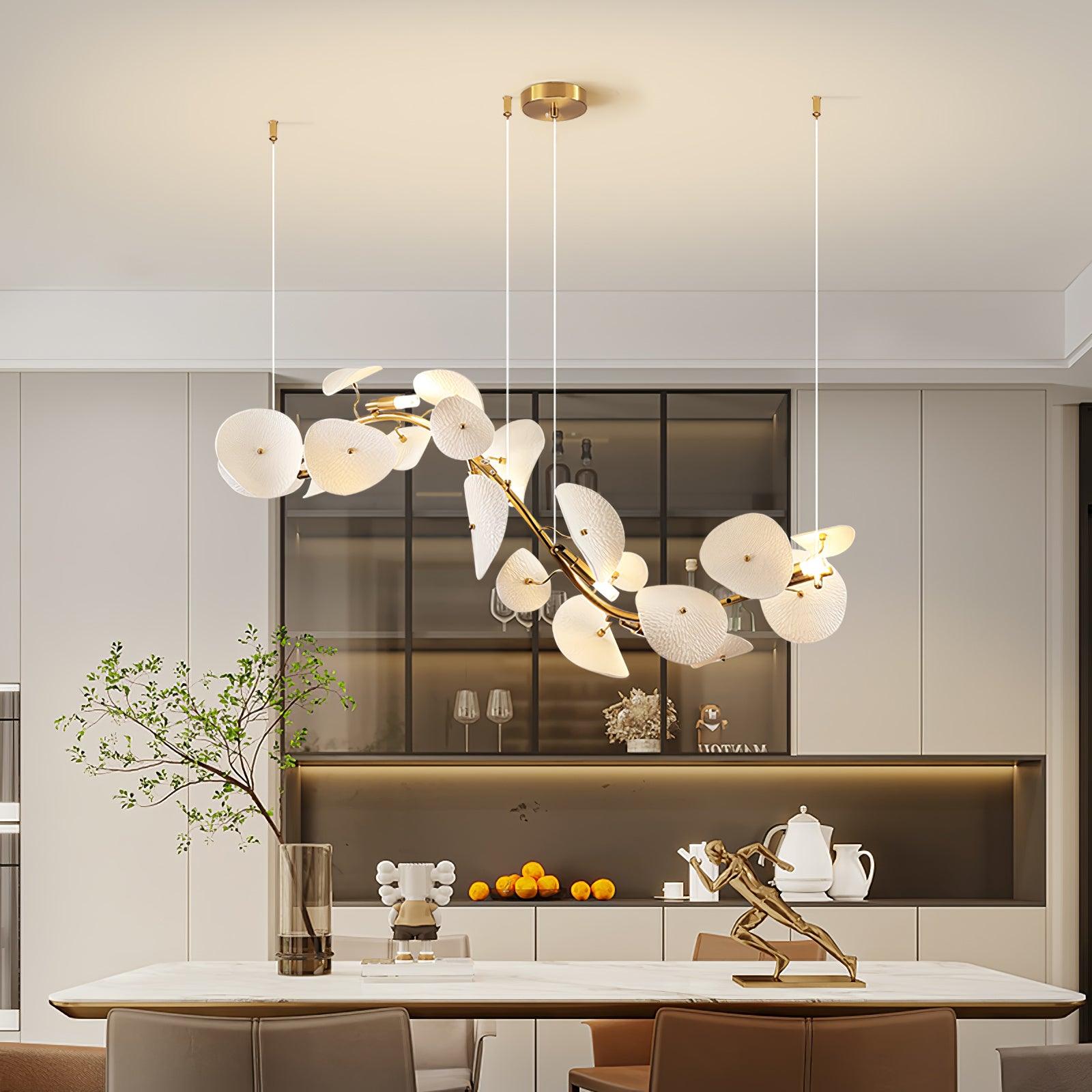 Jorlen Modern Elegance Petal Ceramic Chandelier-Neutral Decor