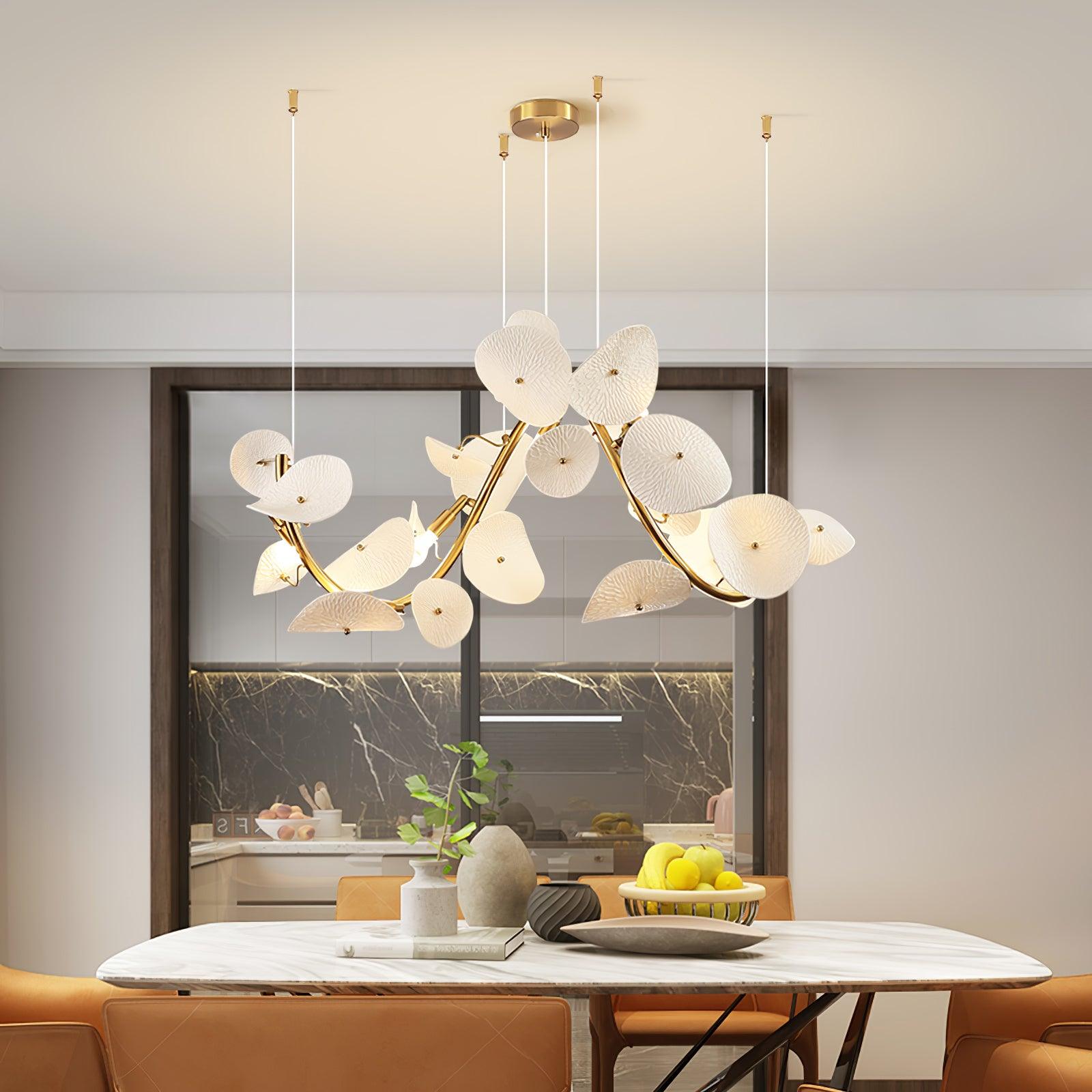 Jorlen Modern Elegance Petal Ceramic Chandelier-Neutral Decor
