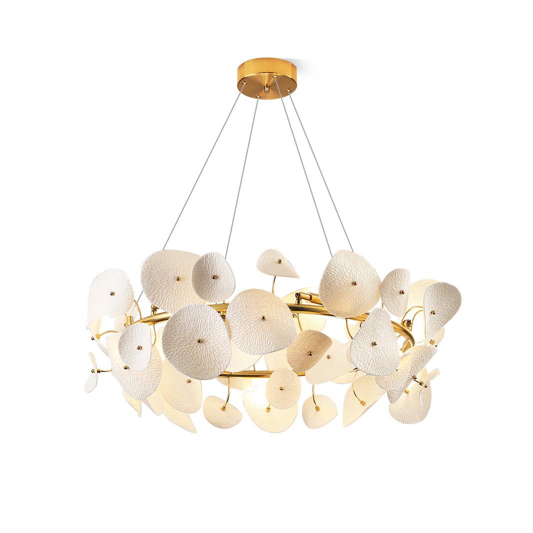 Jorlen Modern Elegance Petal Ceramic Chandelier-Neutral Decor