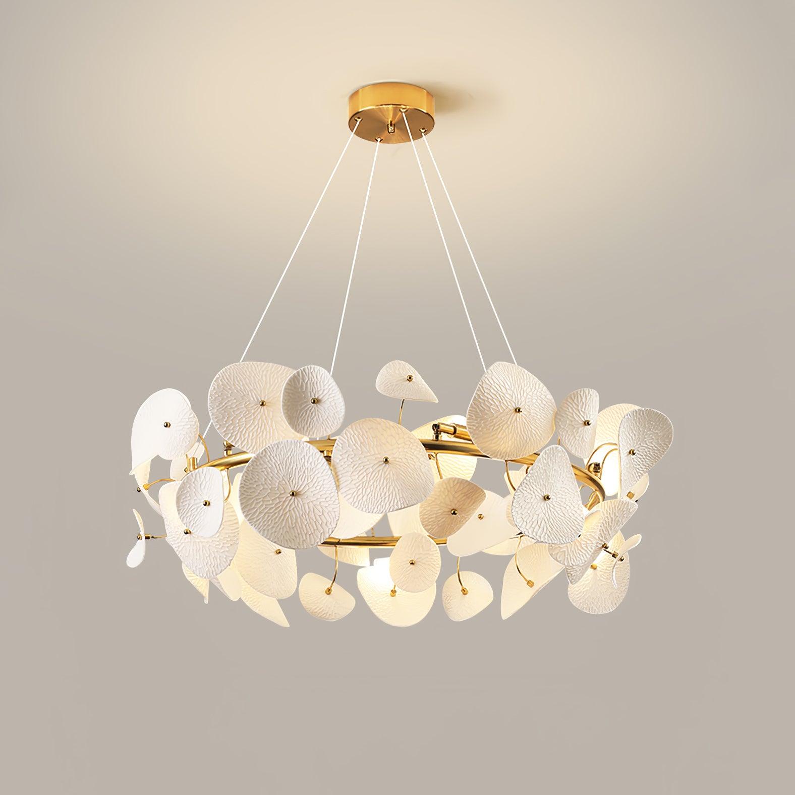 Jorlen Modern Elegance Petal Ceramic Chandelier-Neutral Decor