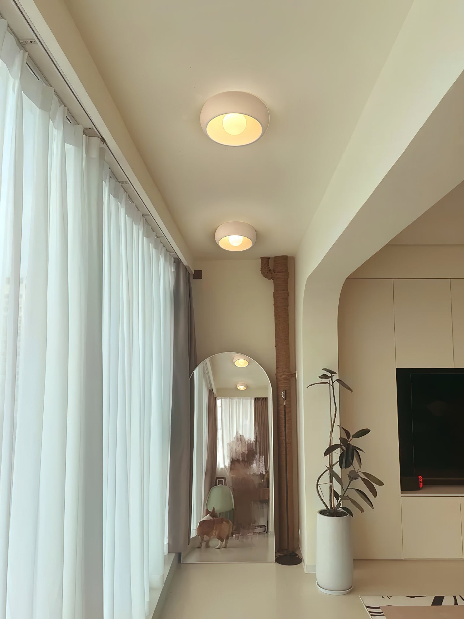 Talemu Modern Minimalist Round Glass Ceiling Light-Neutral Decor