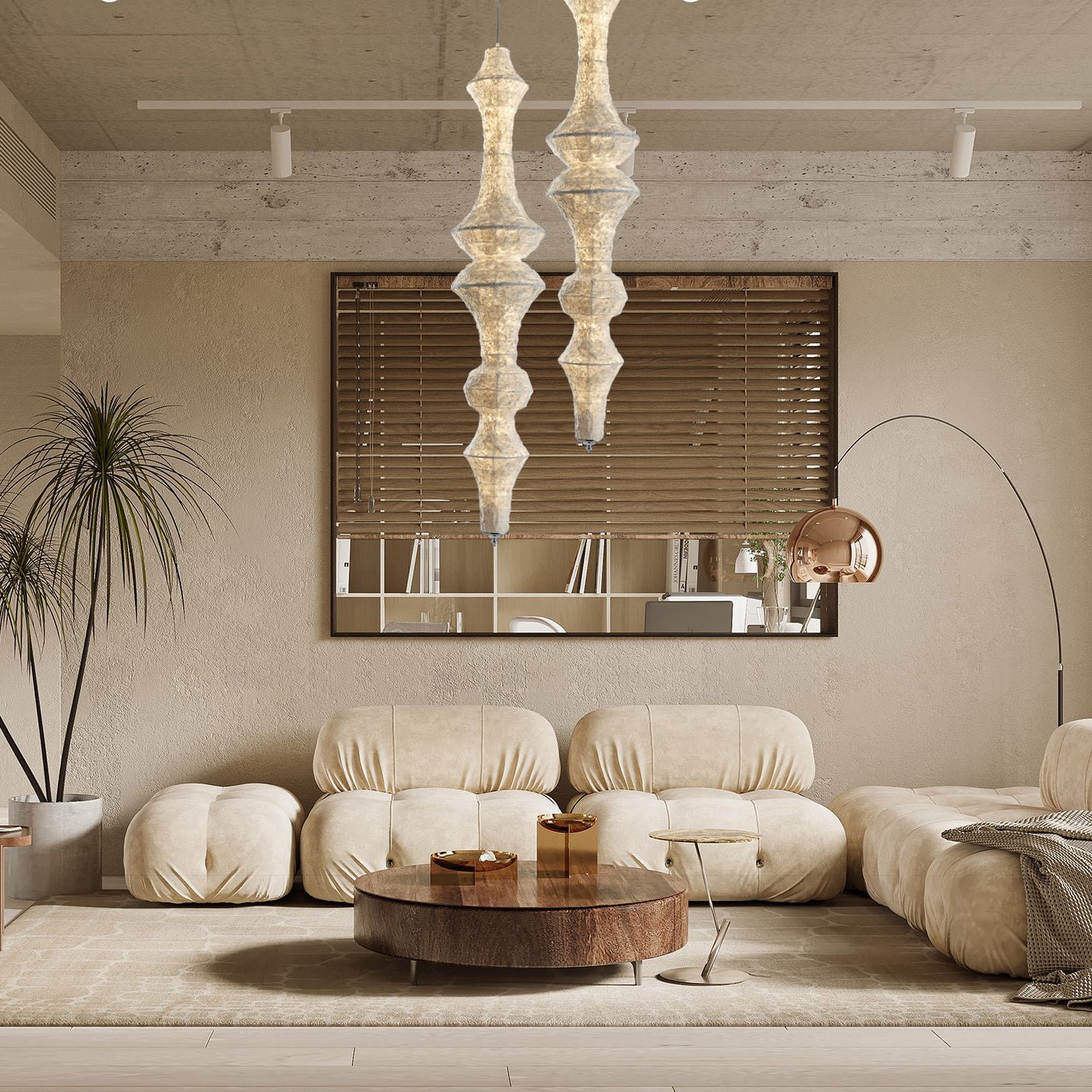 Vozoryra Textured Paper Pendant Light-Neutral Decor