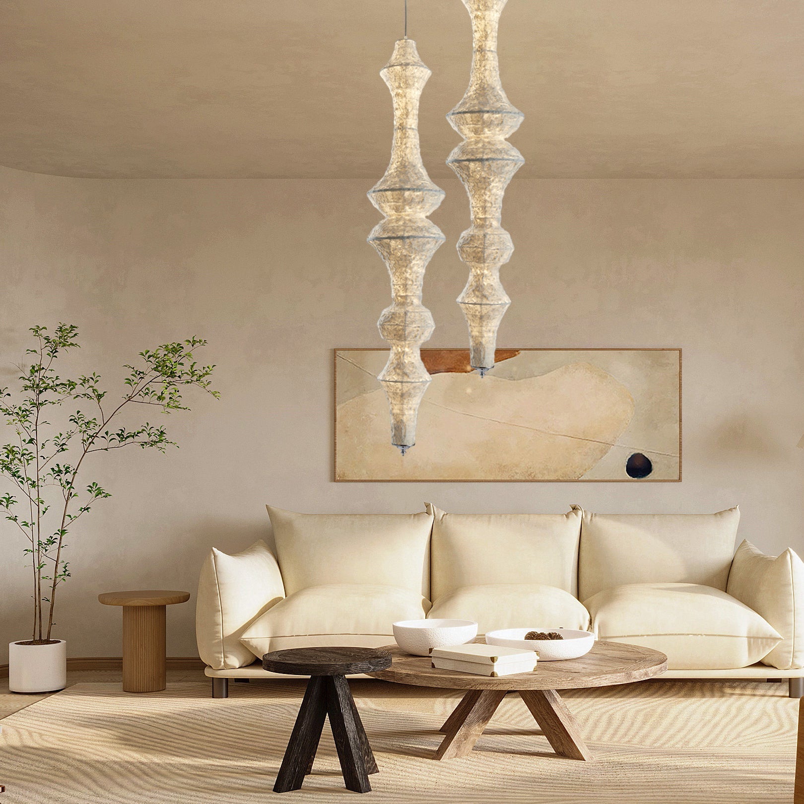 Vozoryra Textured Paper Pendant Light-Neutral Decor