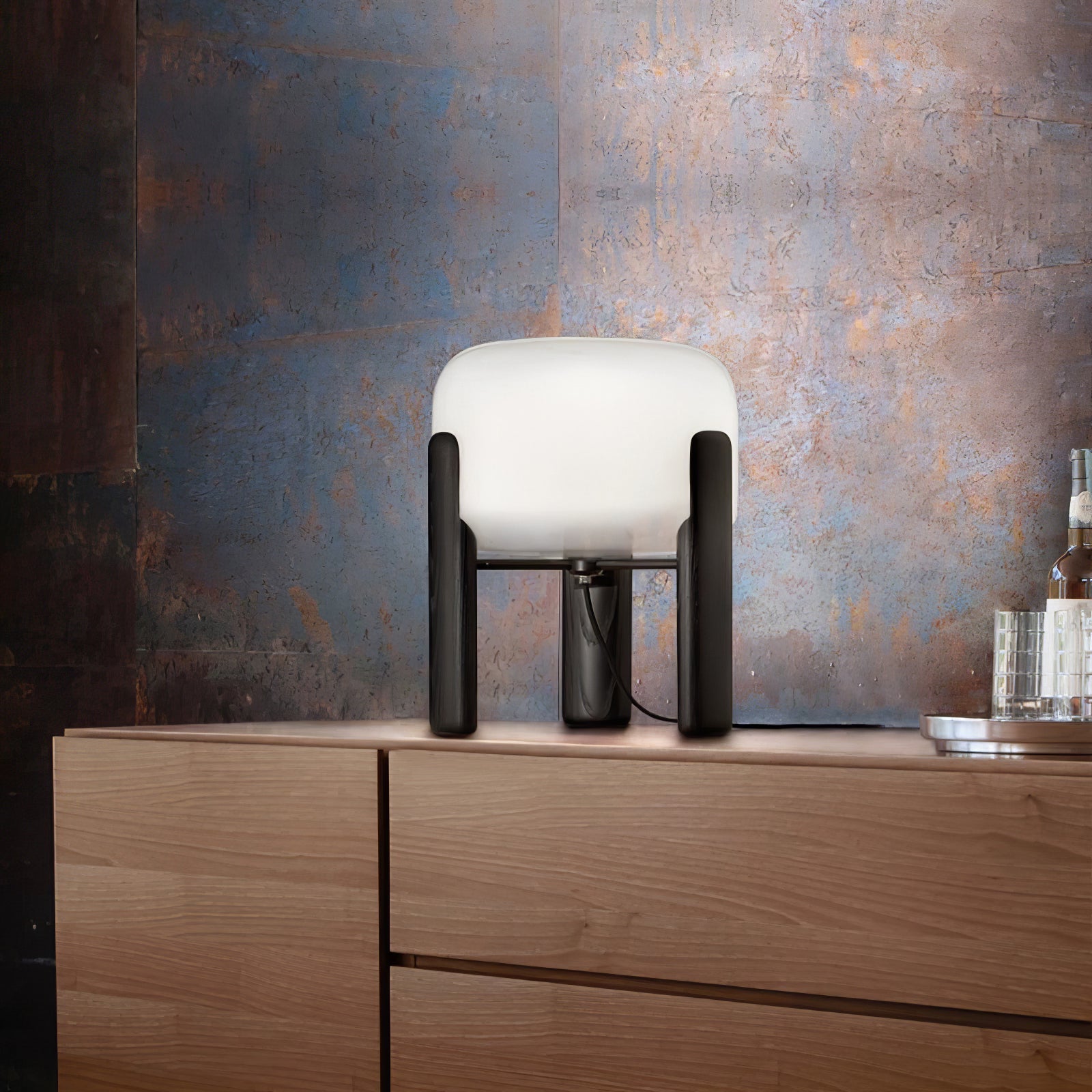 Elden Wood & Glass Table Lamp-Neutral Decor