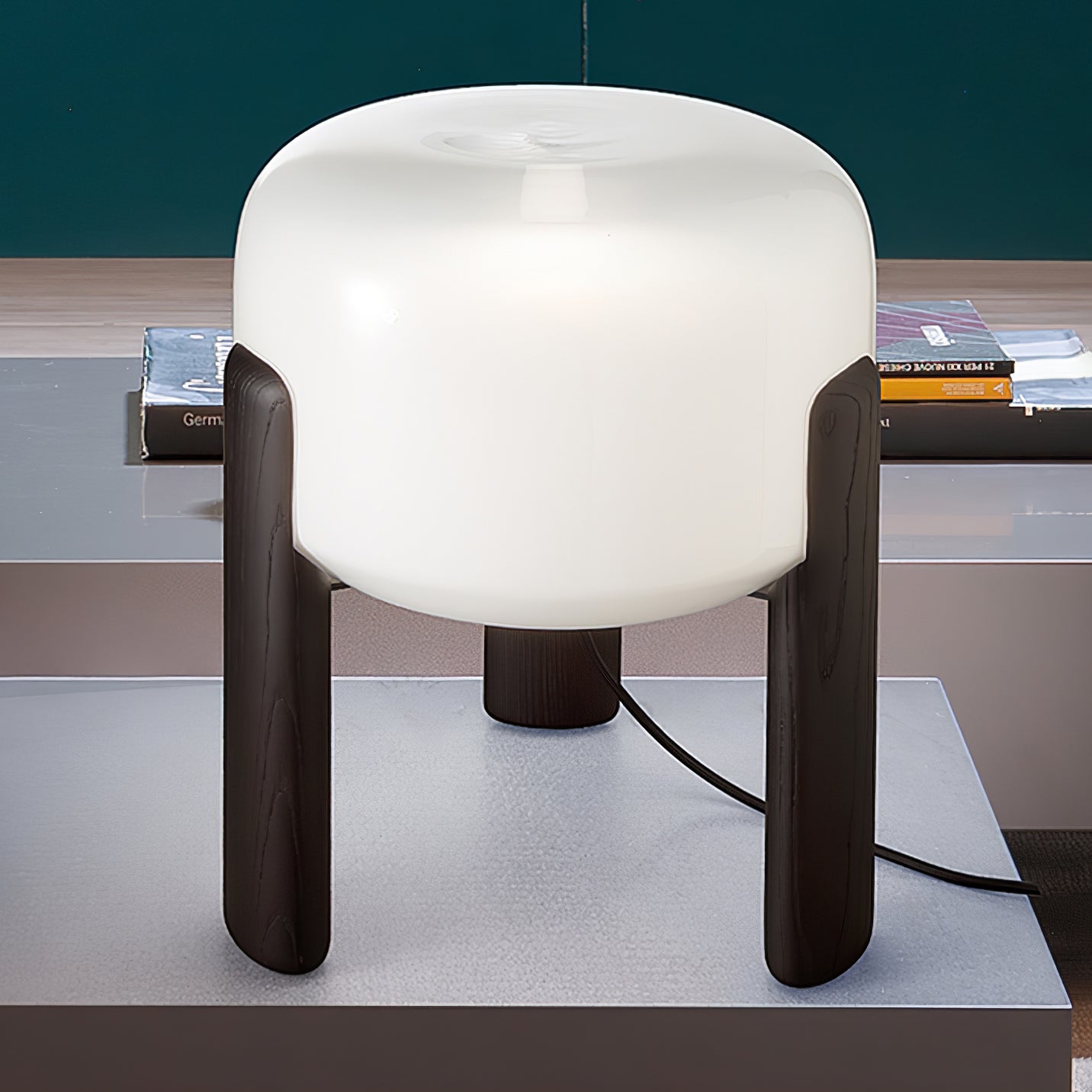 Elden Wood & Glass Table Lamp-Neutral Decor