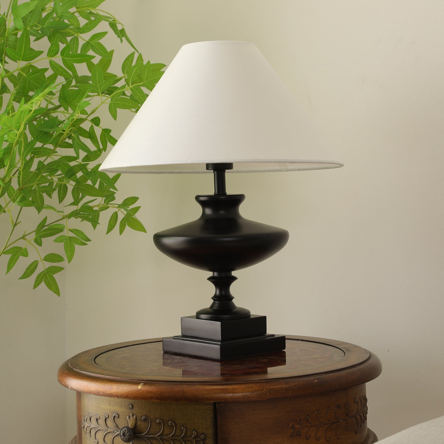 Liorat Wood & Fabric Table Lamp-Neutral Decor