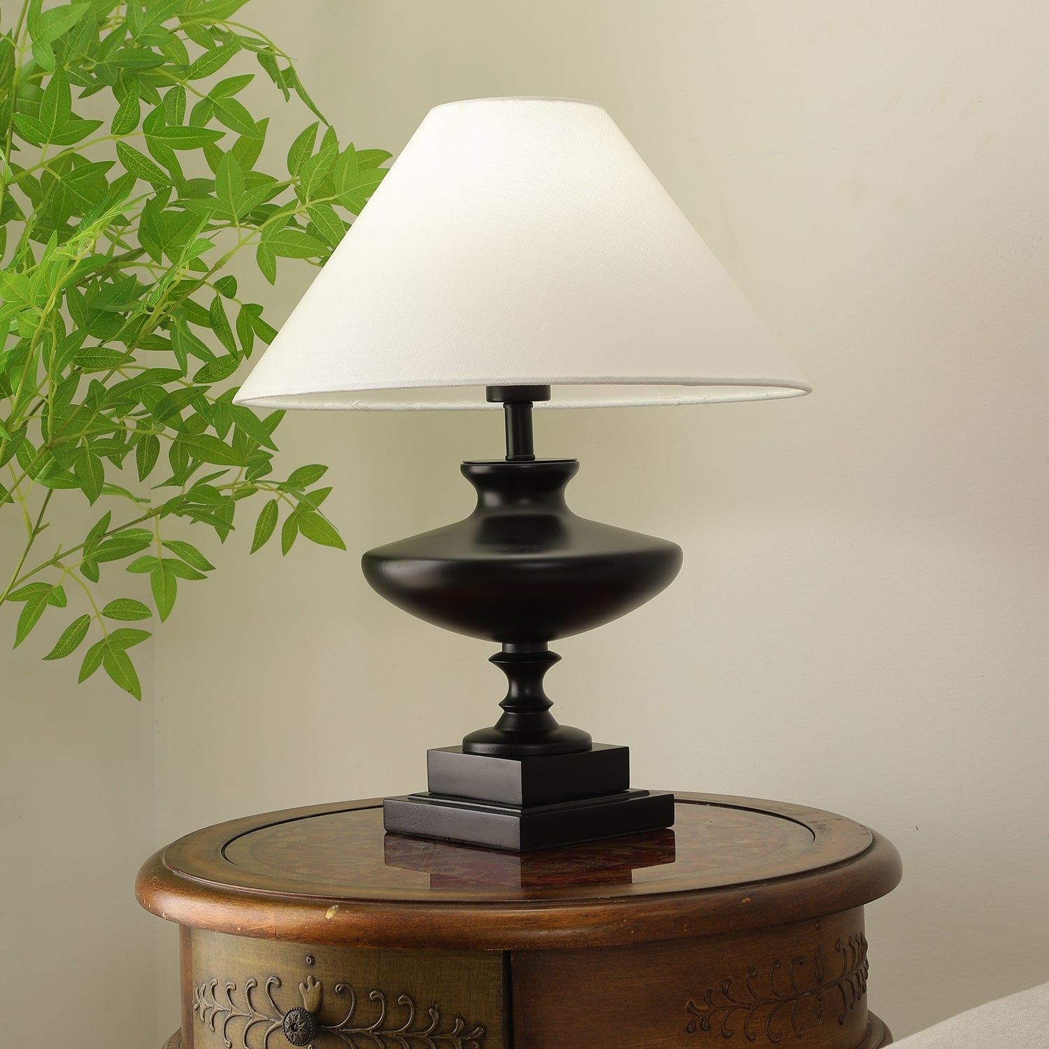 Liorat Wood & Fabric Table Lamp-Neutral Decor