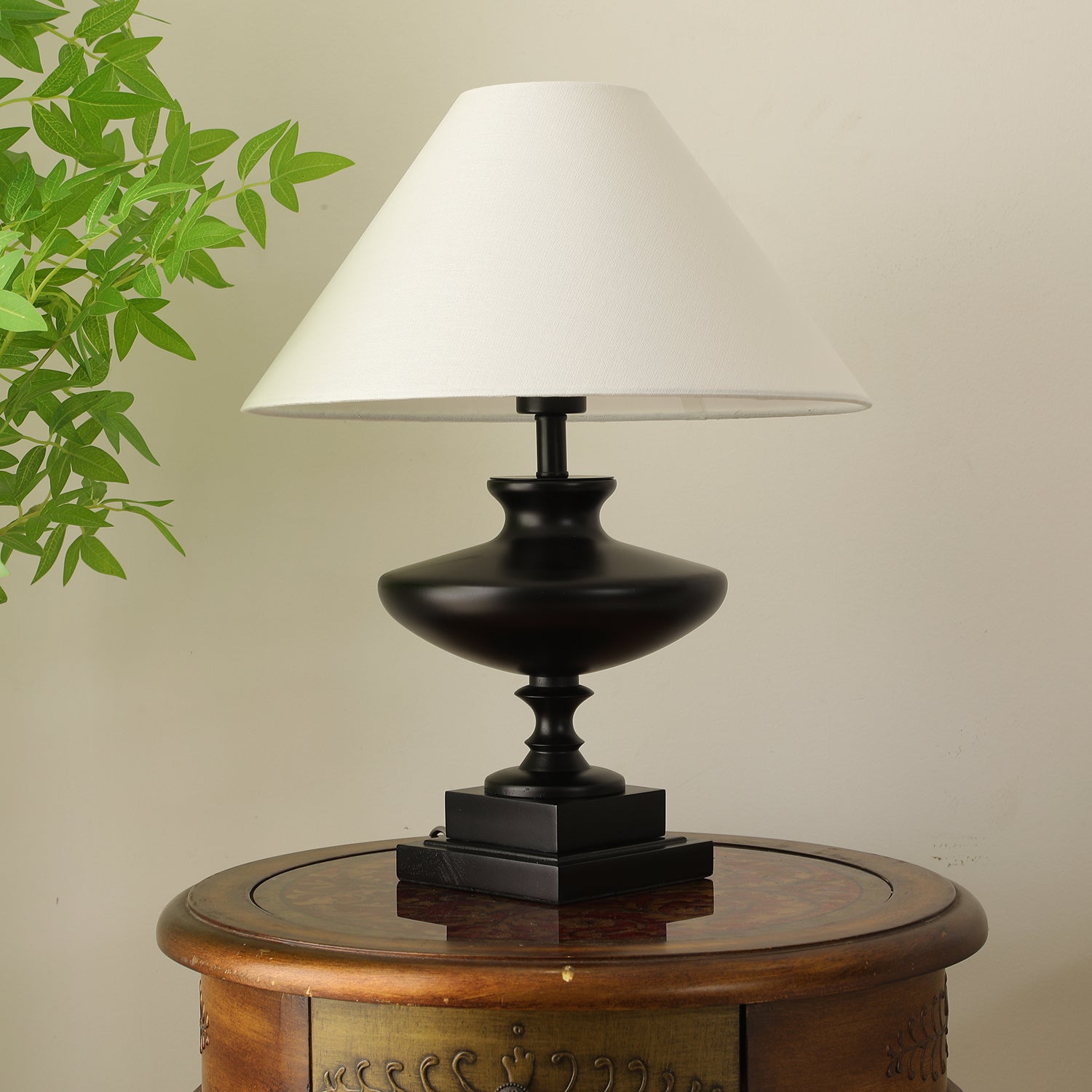 Liorat Wood & Fabric Table Lamp-Neutral Decor