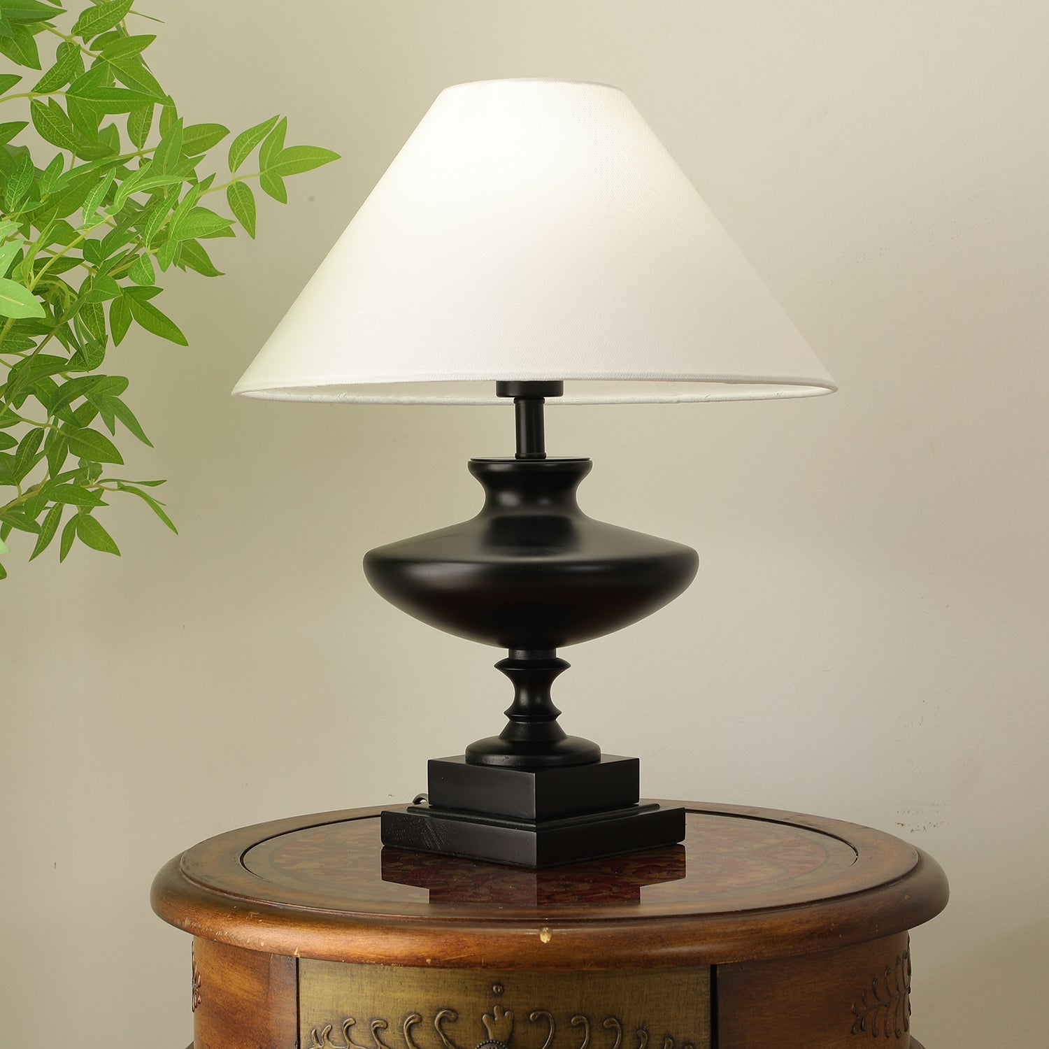 Liorat Wood & Fabric Table Lamp-Neutral Decor
